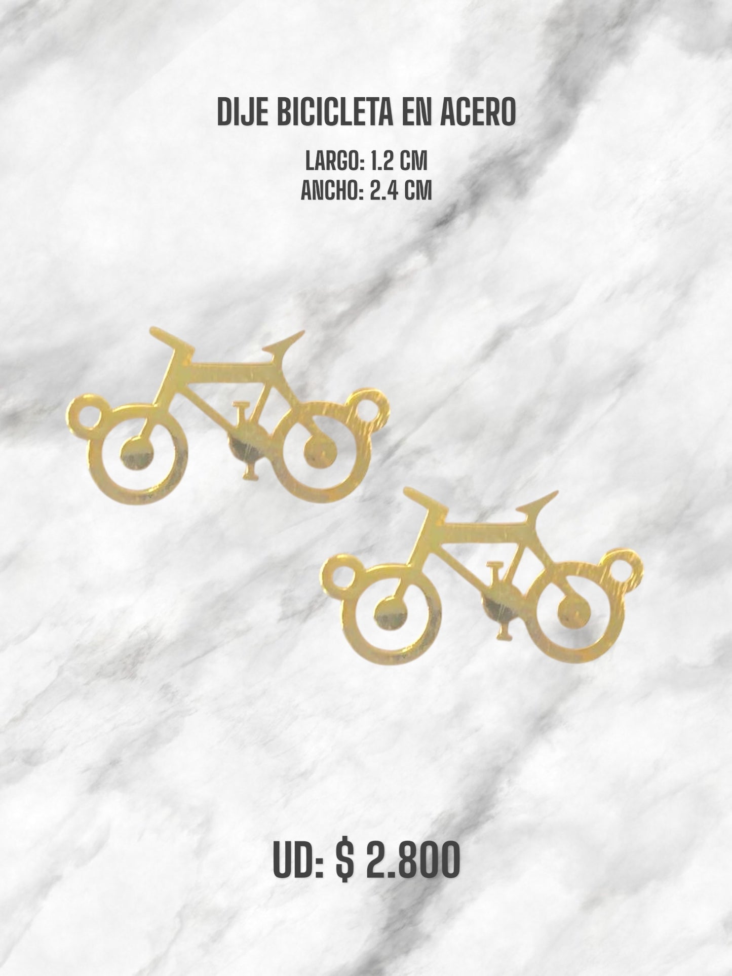 DIJE BICICLETA EN ACERO DORADO