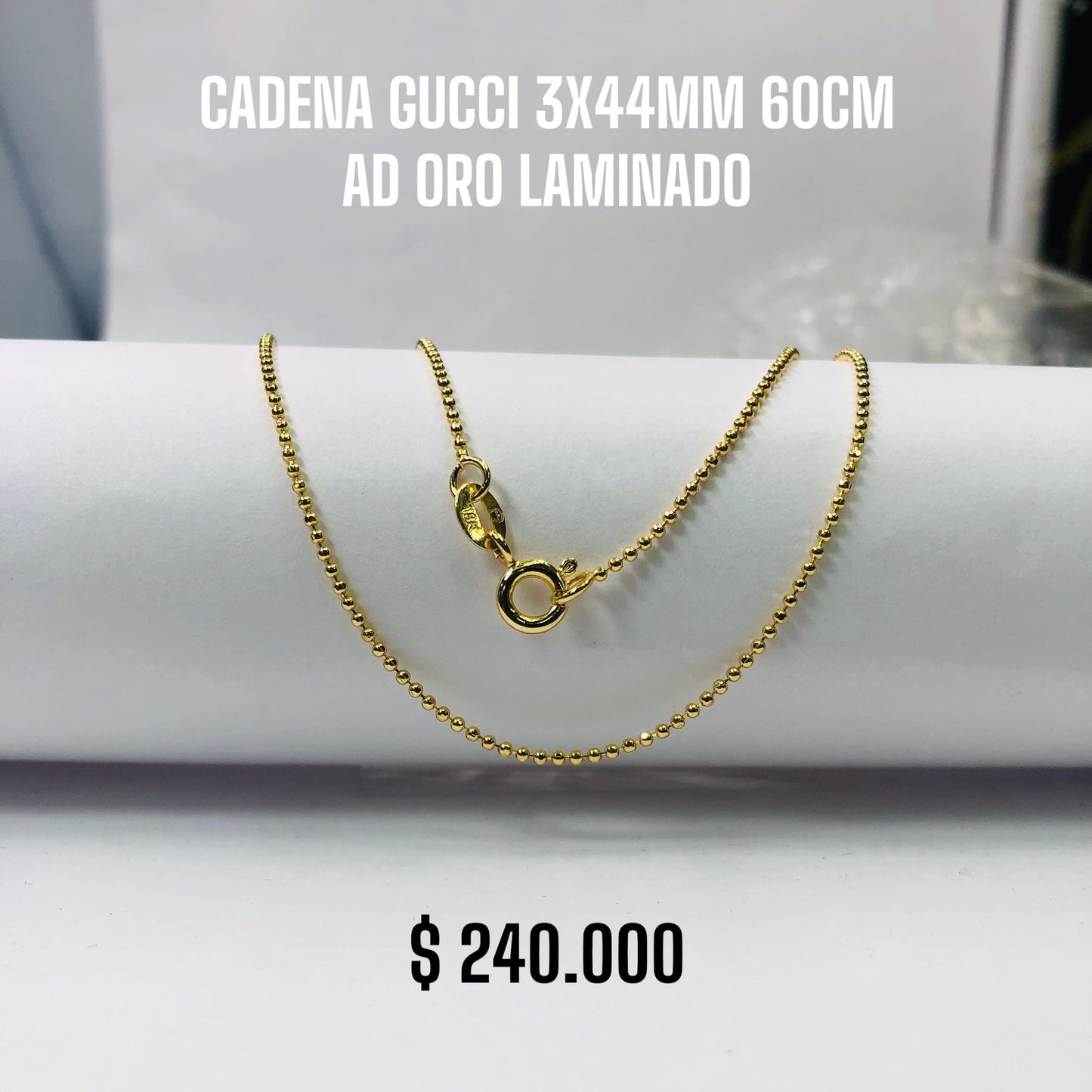 CADENA GUCCI 3X44MM 60 AD ORO LAMINADO