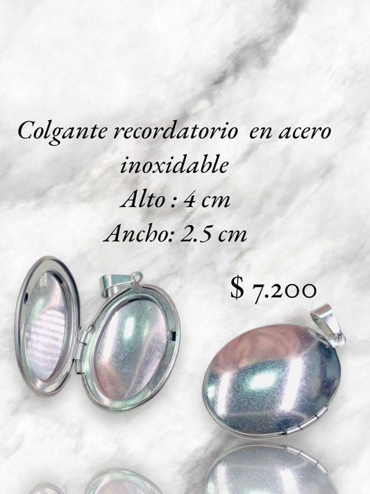 DIJE RECORDATORIO COLGANTE EN ACERO PLATEADO