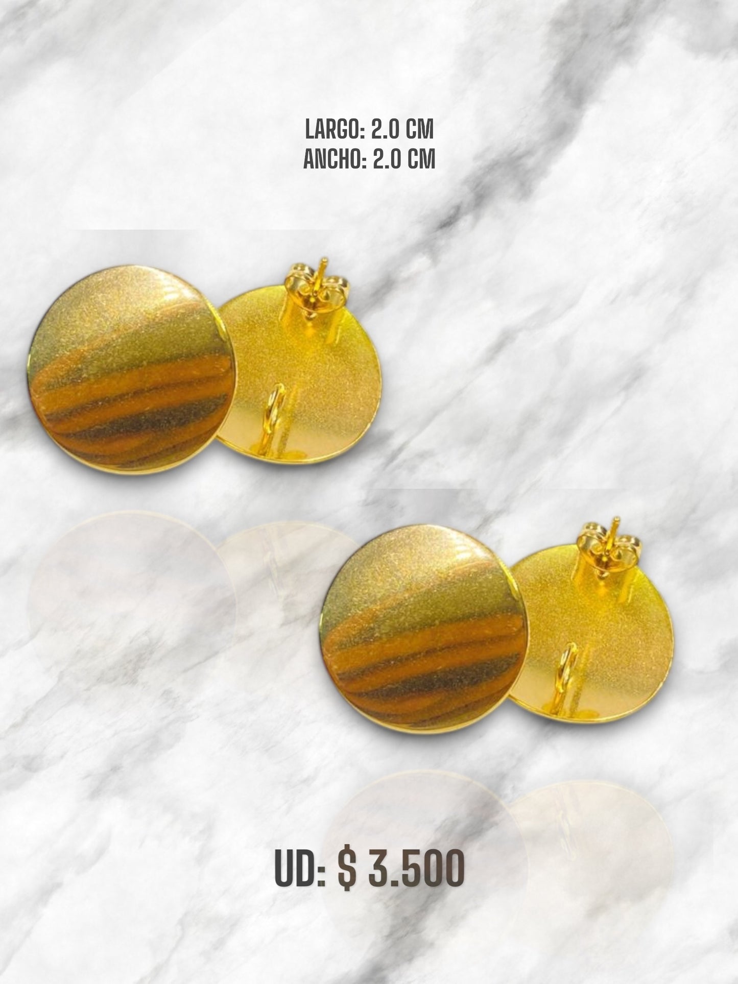 ARETE CÍRCULO ACERO DORADO 2.0 CM
