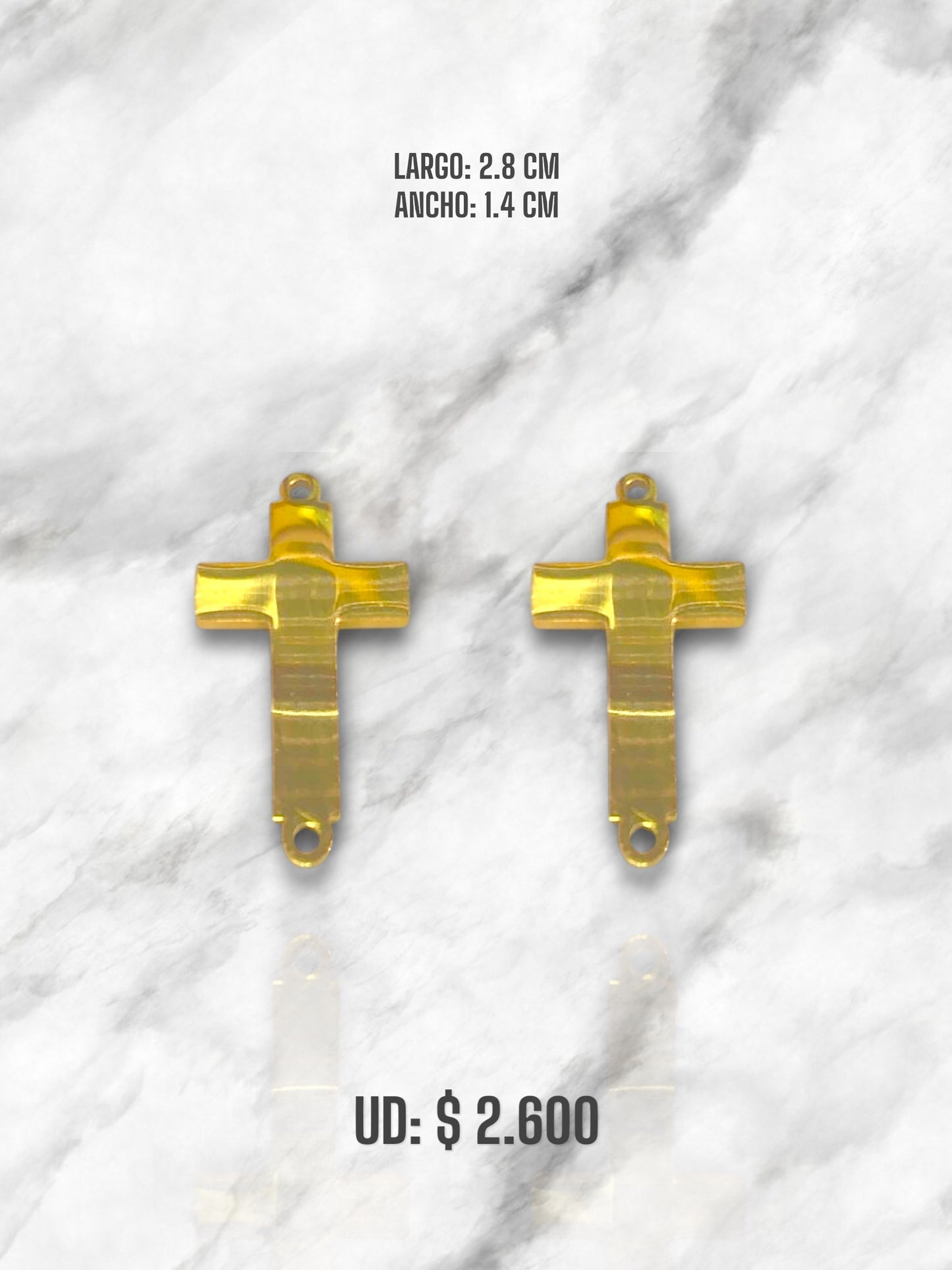 DIJE CRUZ ACERO DORADO #2