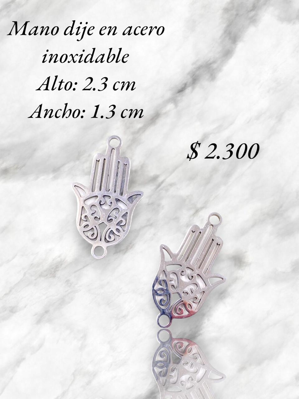DIJE MANO HANSA PULSERA EN ACERO PLATEADO