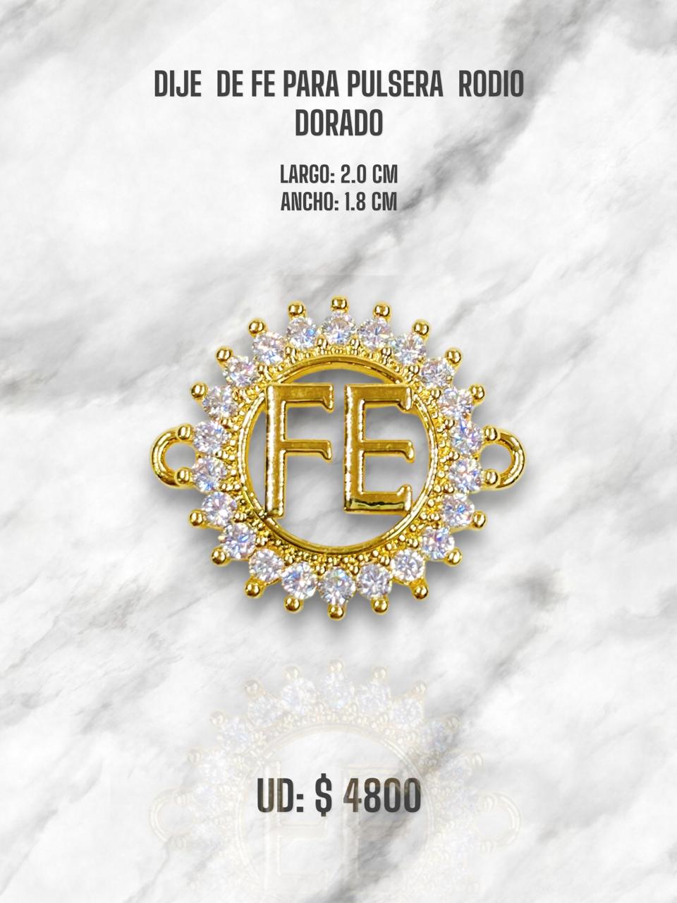 DIJE FE PULSERA RODIO DORADO