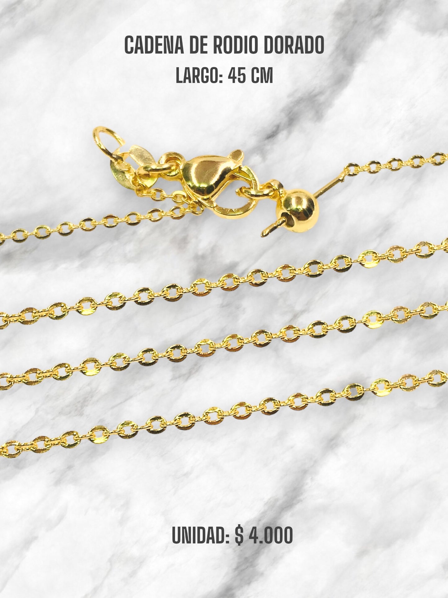 CADENA DE RODIO DORADO