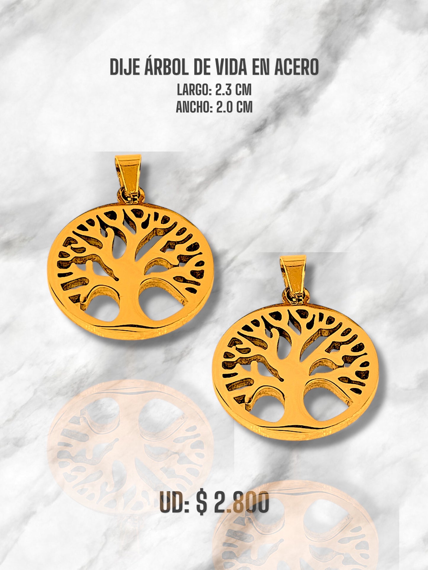 DIJE ÁRBOL VIDA COLGANTE EN ACERO DORADO