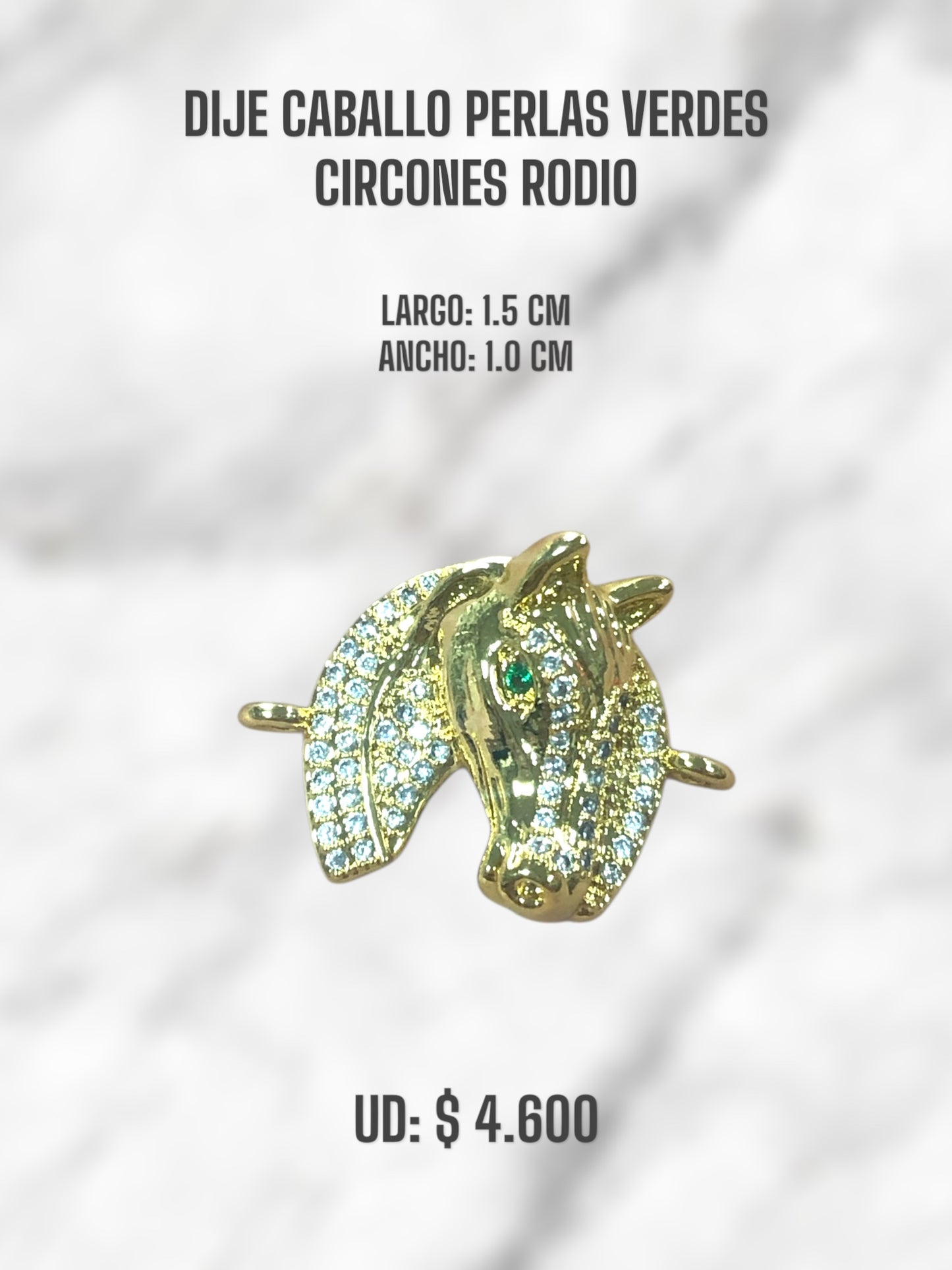 DIJE CABALLO PERLAS VERDES CIRCONES