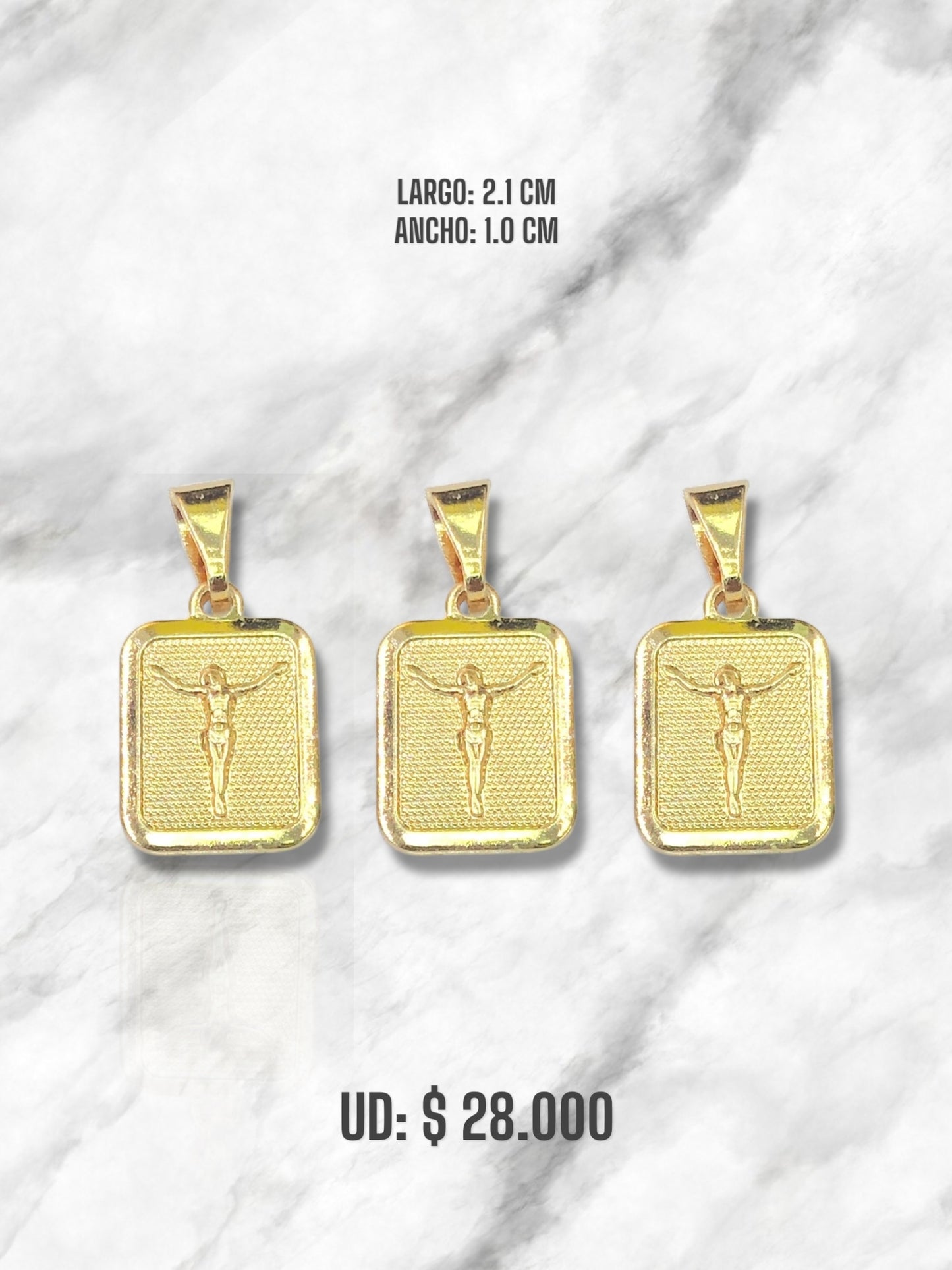 DIJE CRISTO RECTANGULAR ORO LAMINADO