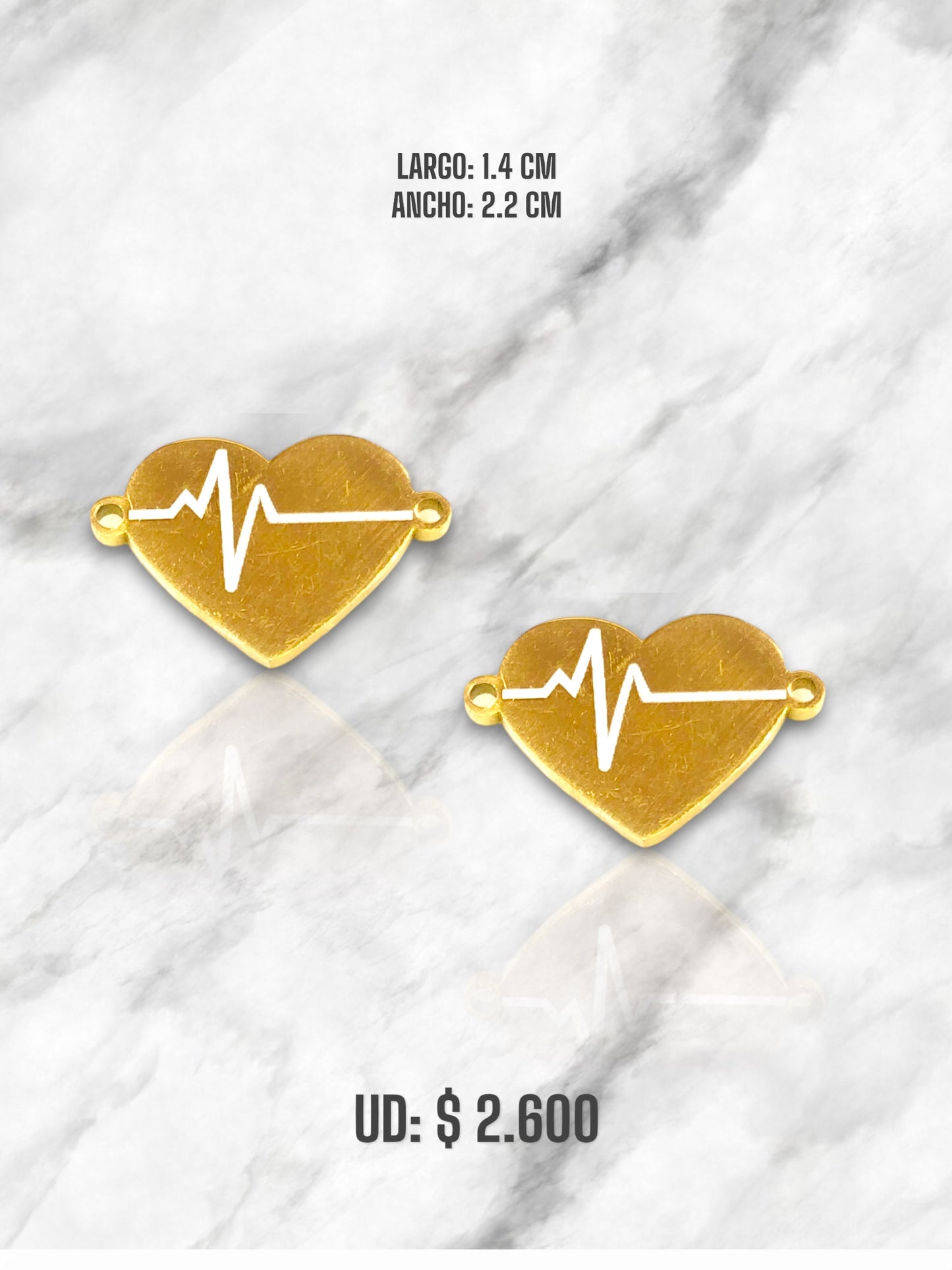 DIJE CORAZÓN LÍNEA DE VIDA EN ACERO DORADO