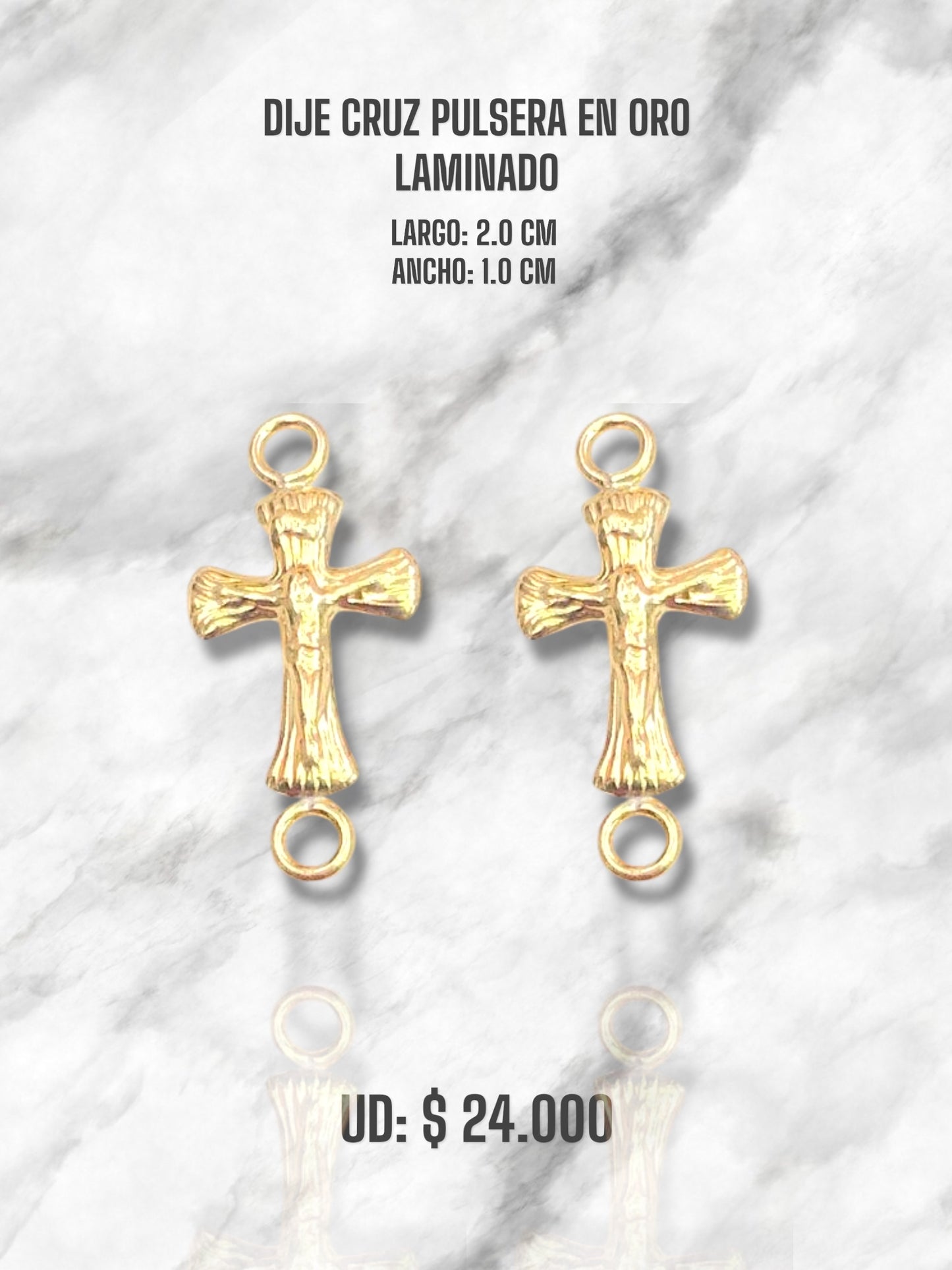 DIJE CRUZ PULSERA EN ORO LAMINADO