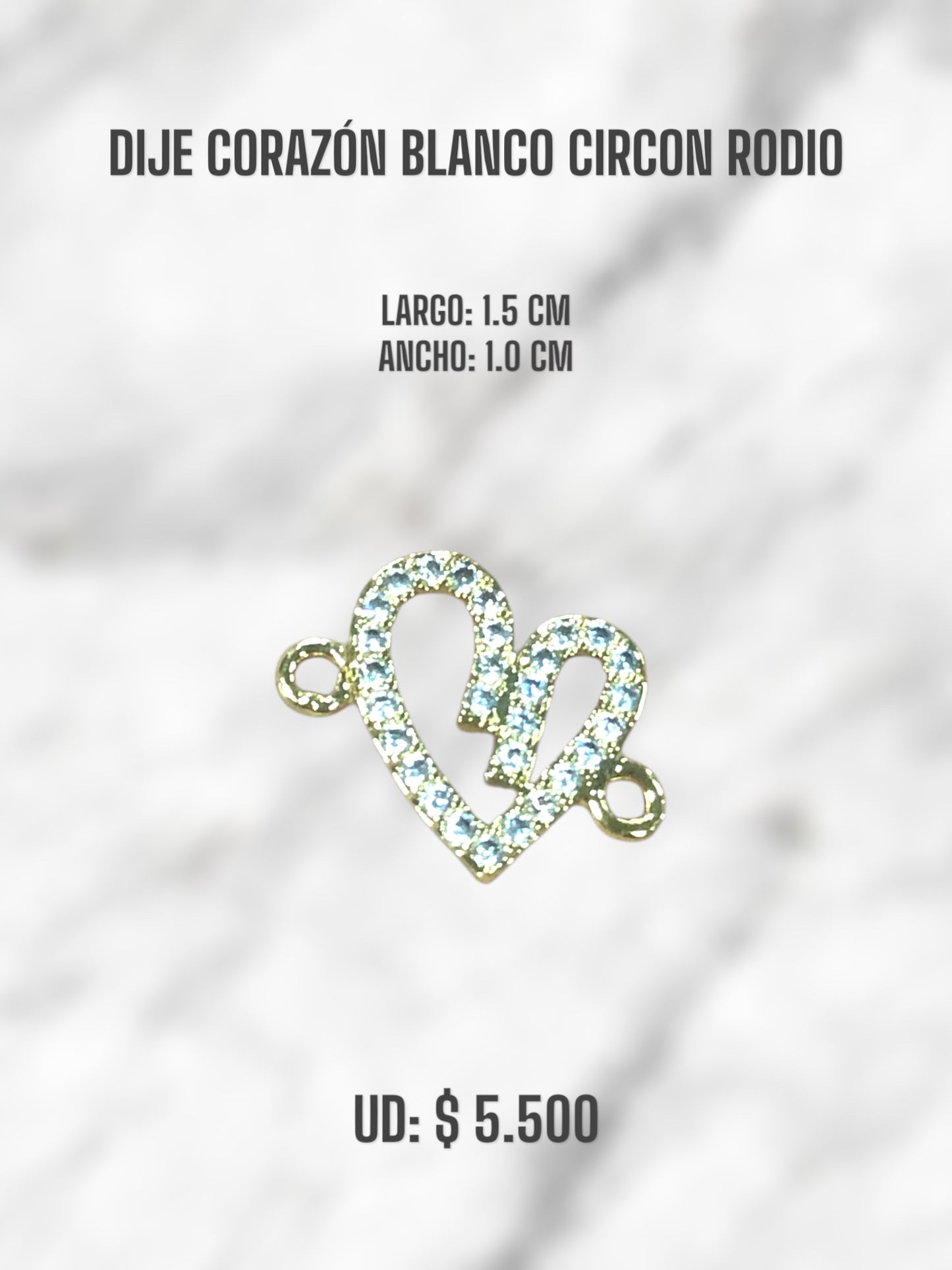 DIJE CORAZÓN BLANCA CIRCON RODIO
