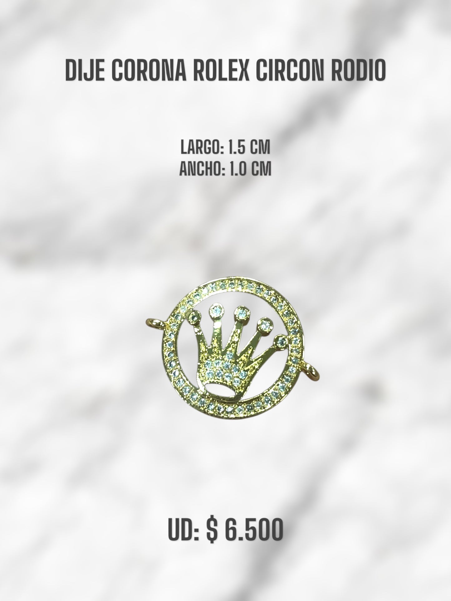DIJE CORONA ROLEX CIRCON RODIO
