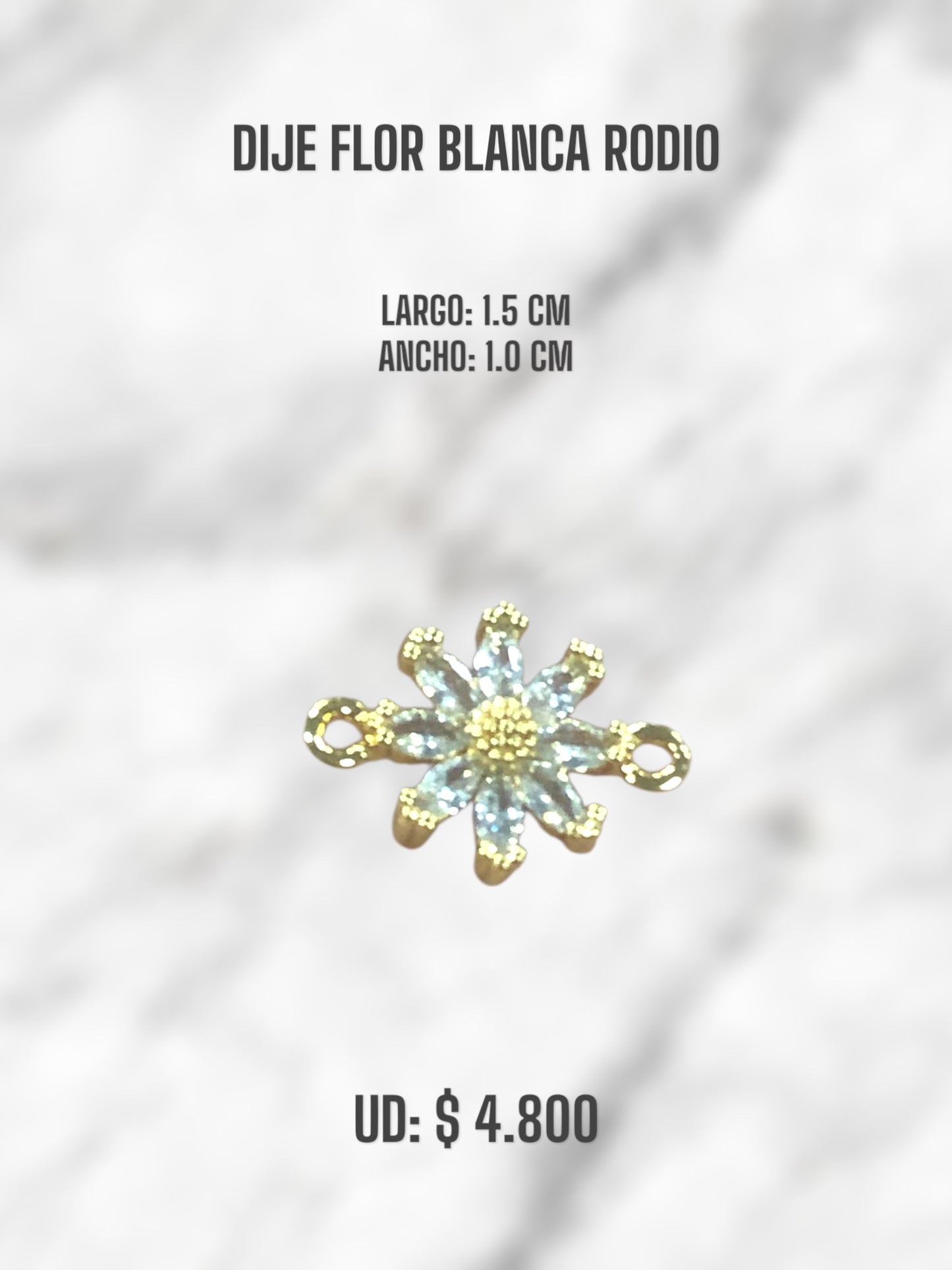 DIJE FLOR BLANCA RODIO