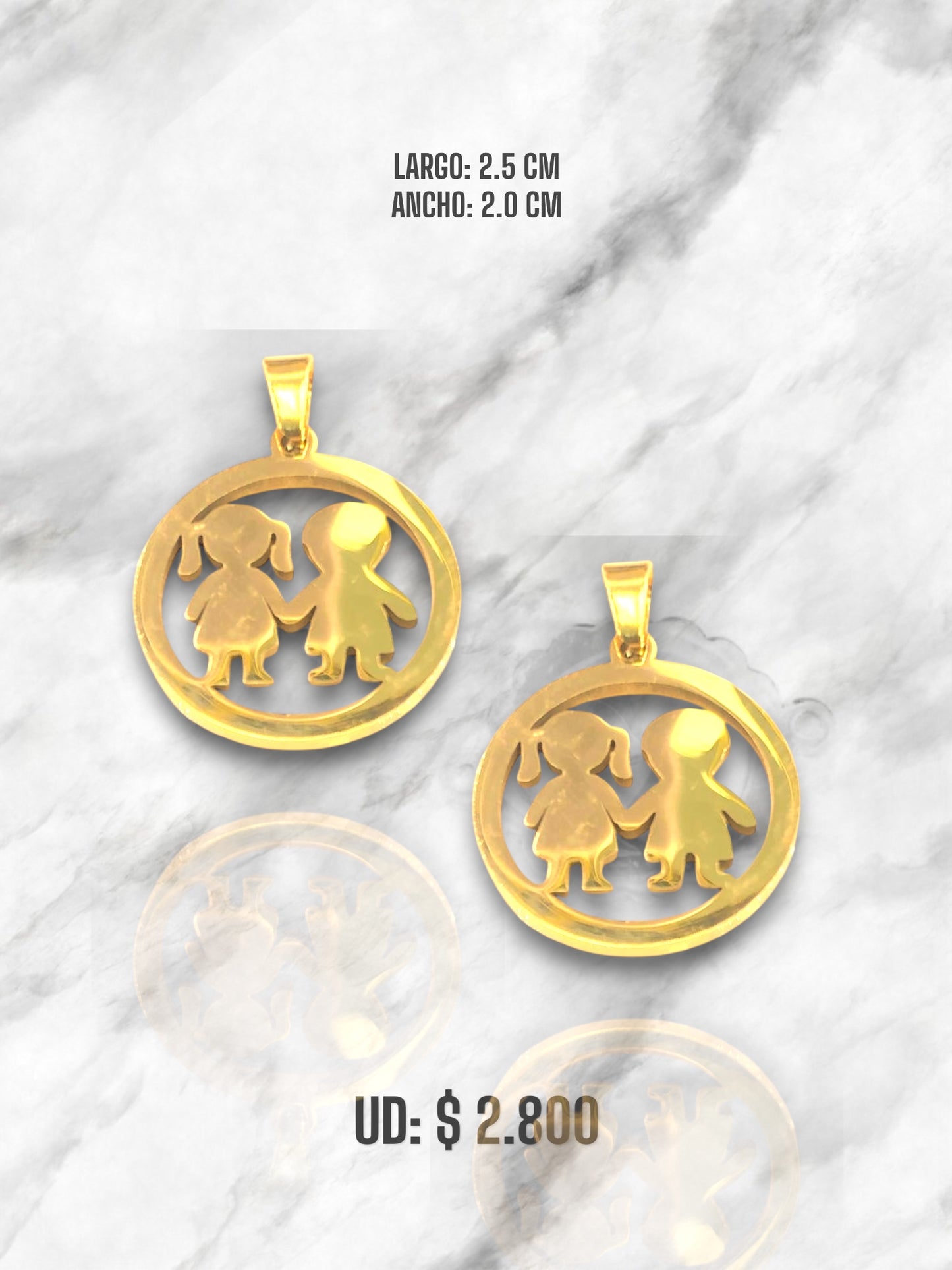 DIJE PAREJA DORADO ACERO COLGANTE