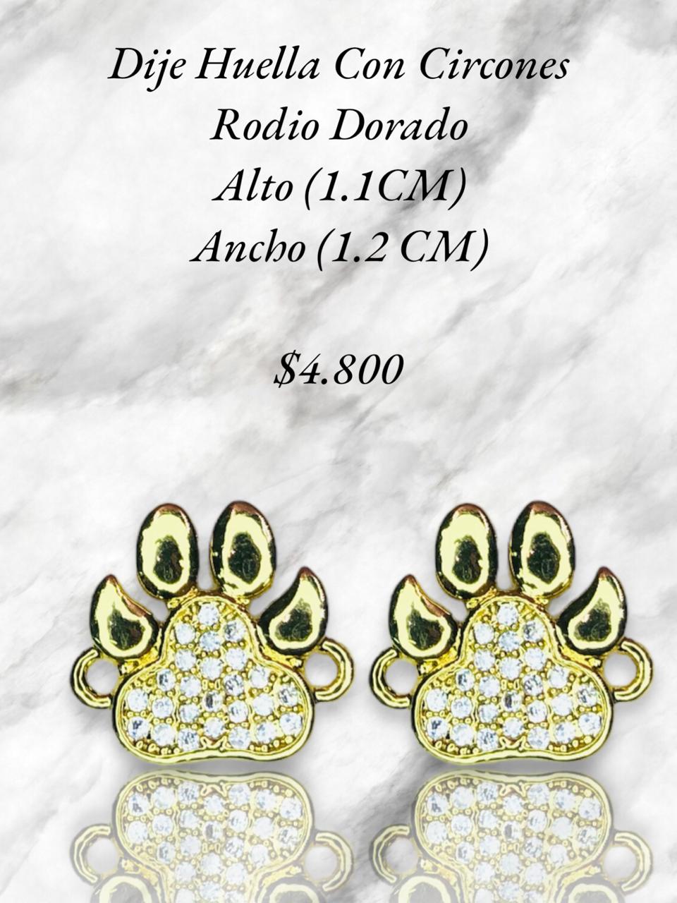 DIJE HUELLA CIRCONES RODIO DORADO