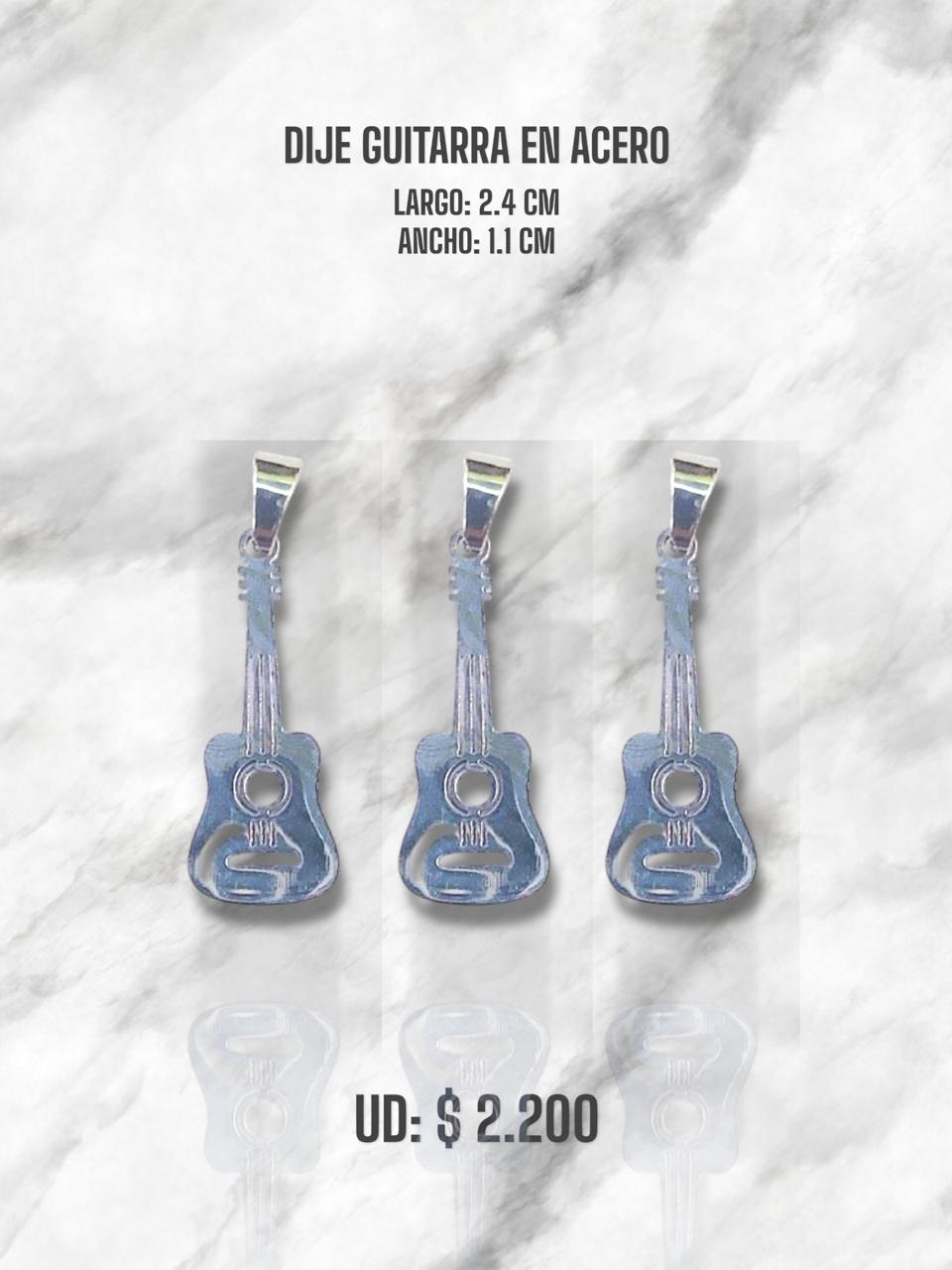 DIJE GUITARRA COLGANTE EN ACERO PLATEADO