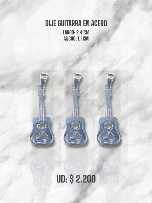 DIJE GUITARRA COLGANTE EN ACERO PLATEADO