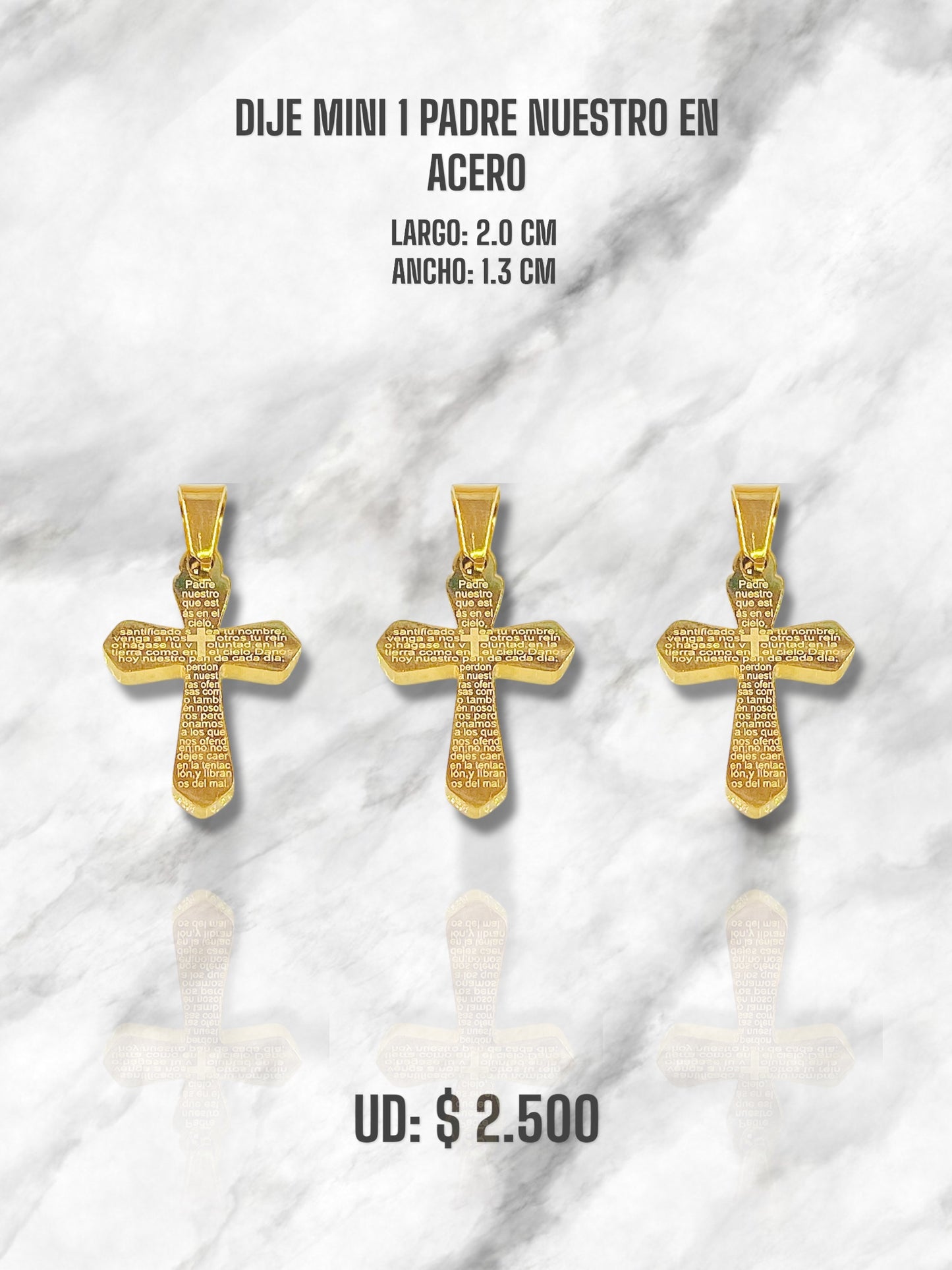 DIJE MINI 1 PADRE NUESTRO EN ACERO DORADO