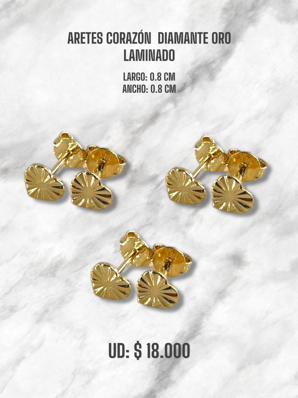 ARETE CORAZÓN RAYADO ORO LAMINADO