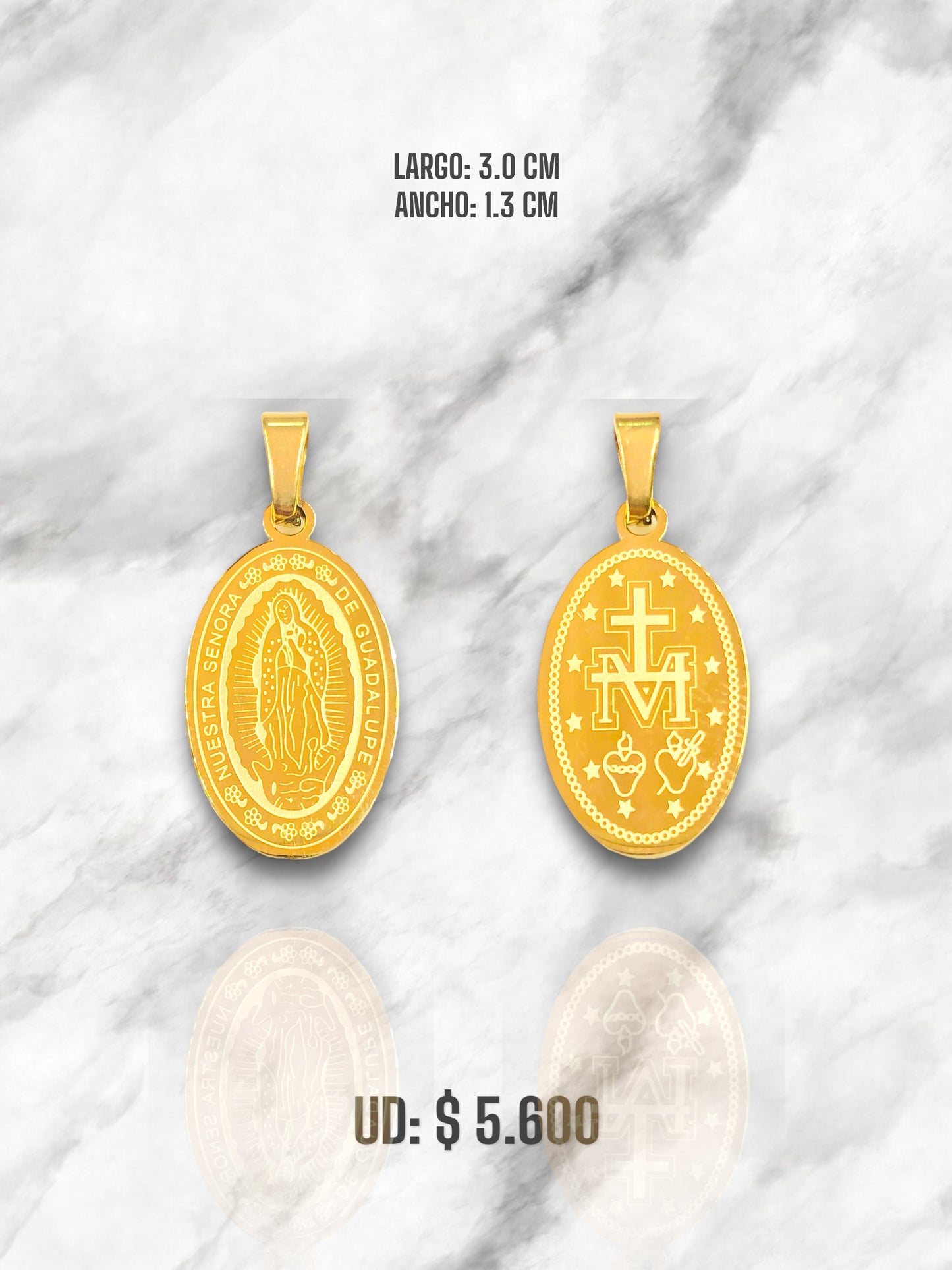 DIJE VIRGEN GUADALUPE TALLADA ACERO DORADO