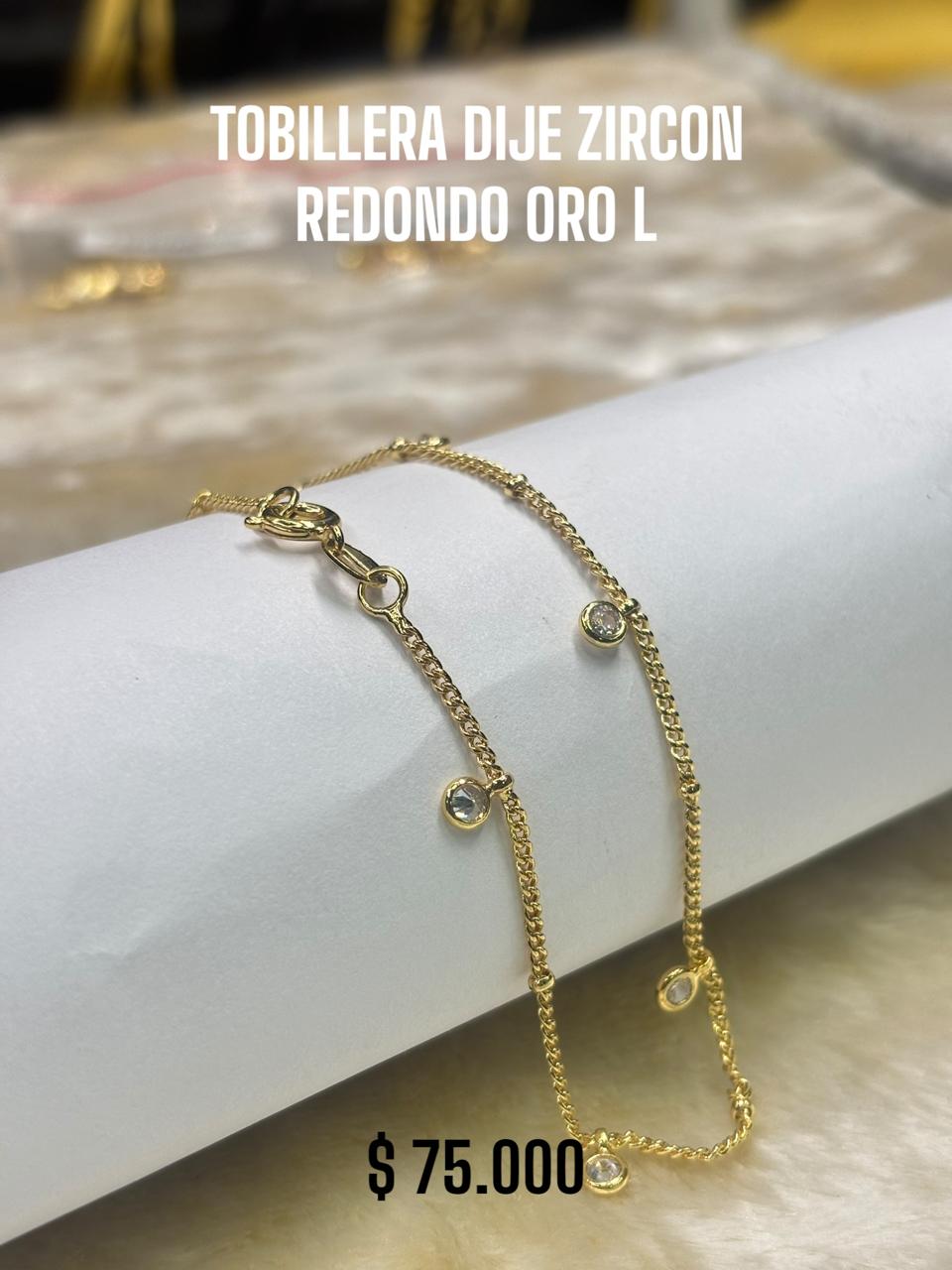 TOBILLERA DIJE ZIRCON REDONDO