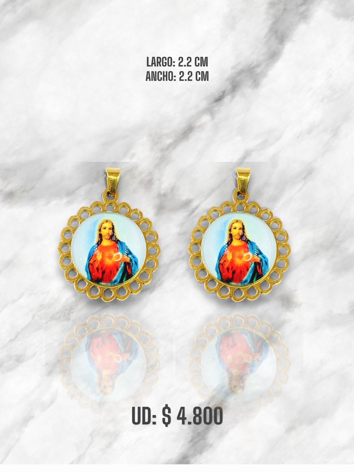DIJE SAGRADO CORAZÓN DE JESÚS COLGANTE 2.2 CM
