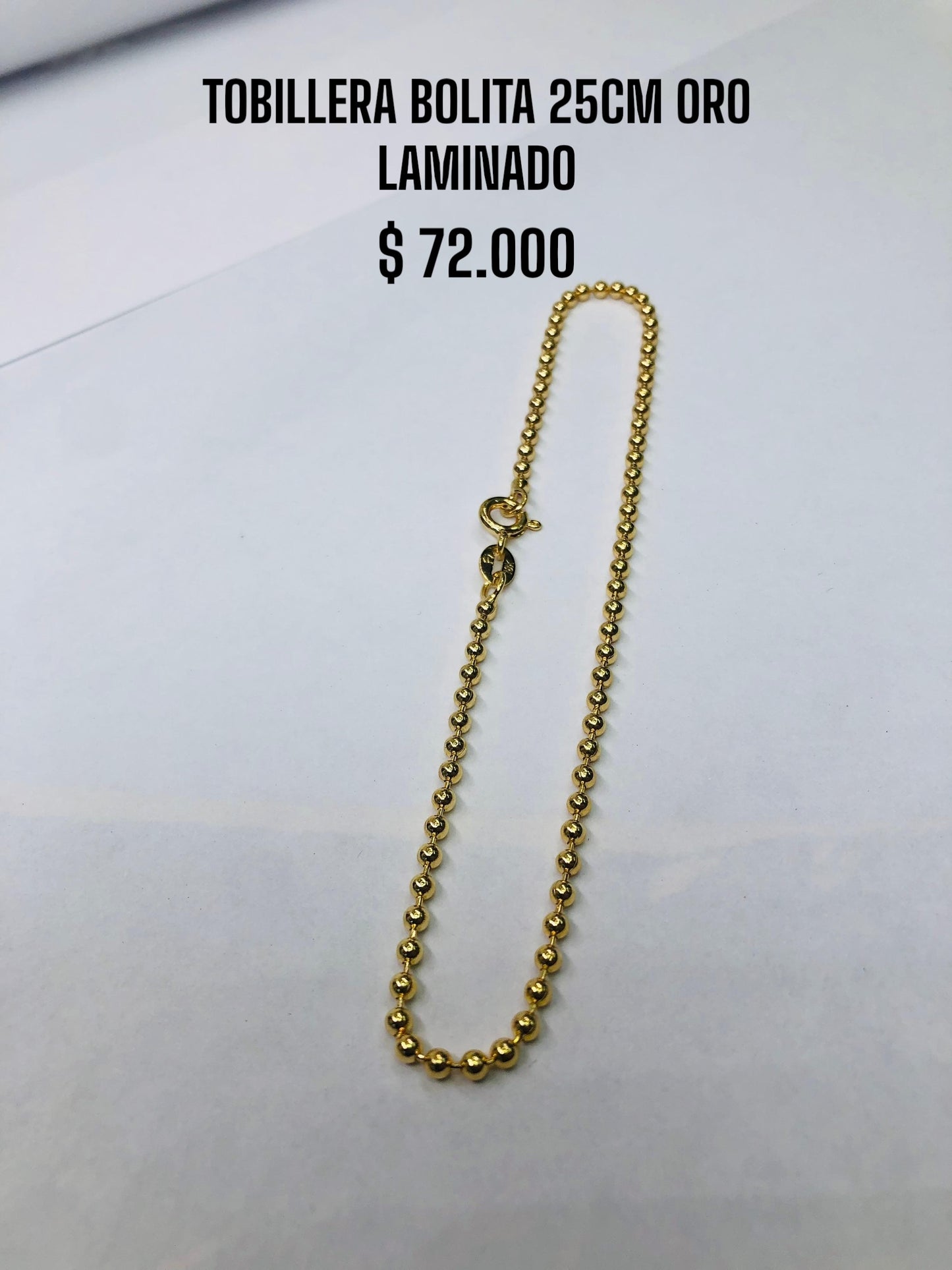 TOBILLERA BOLITA 25CM ORO LAMINADO