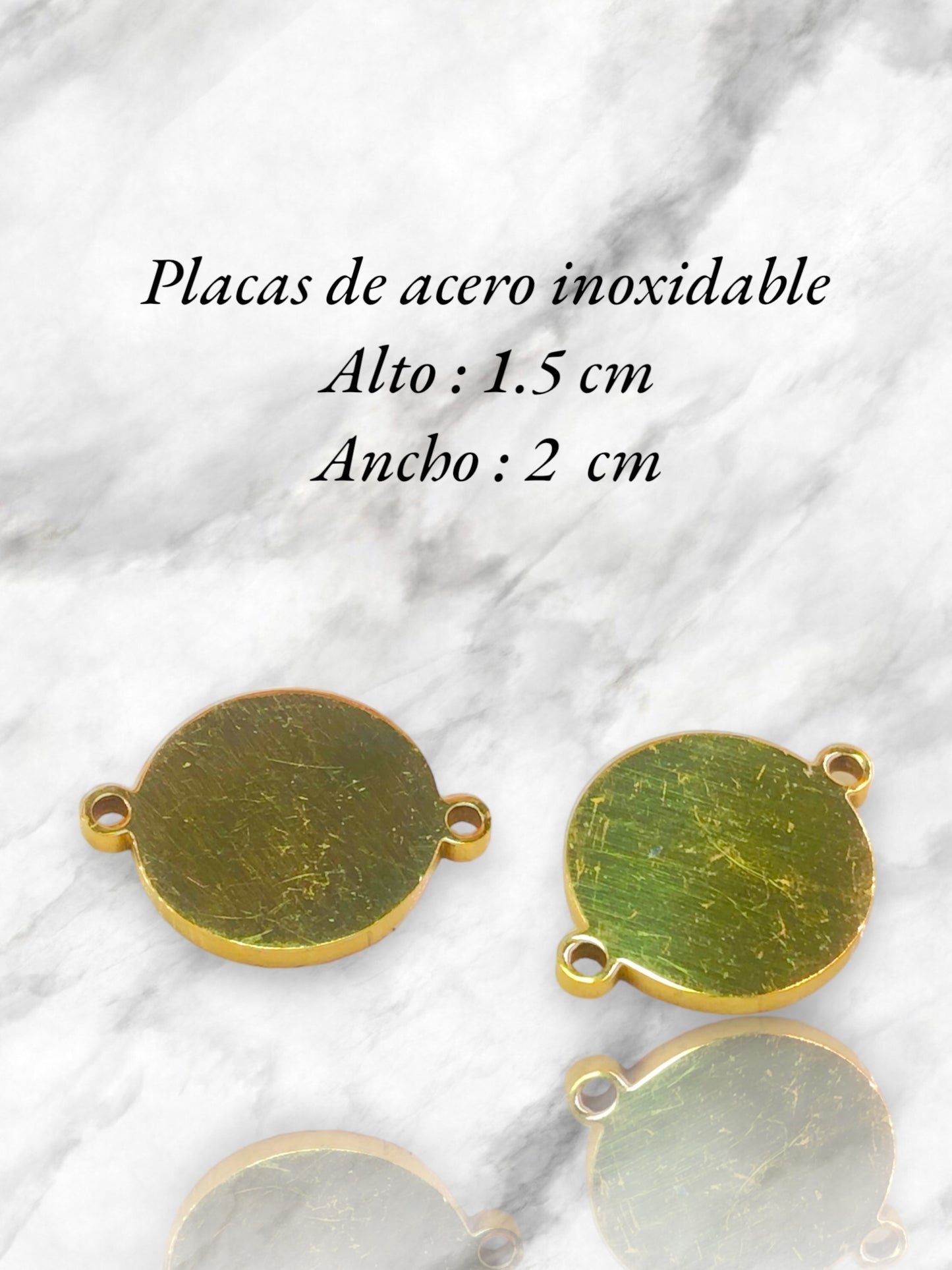 PLACA REDONDA ACERO DORADO
