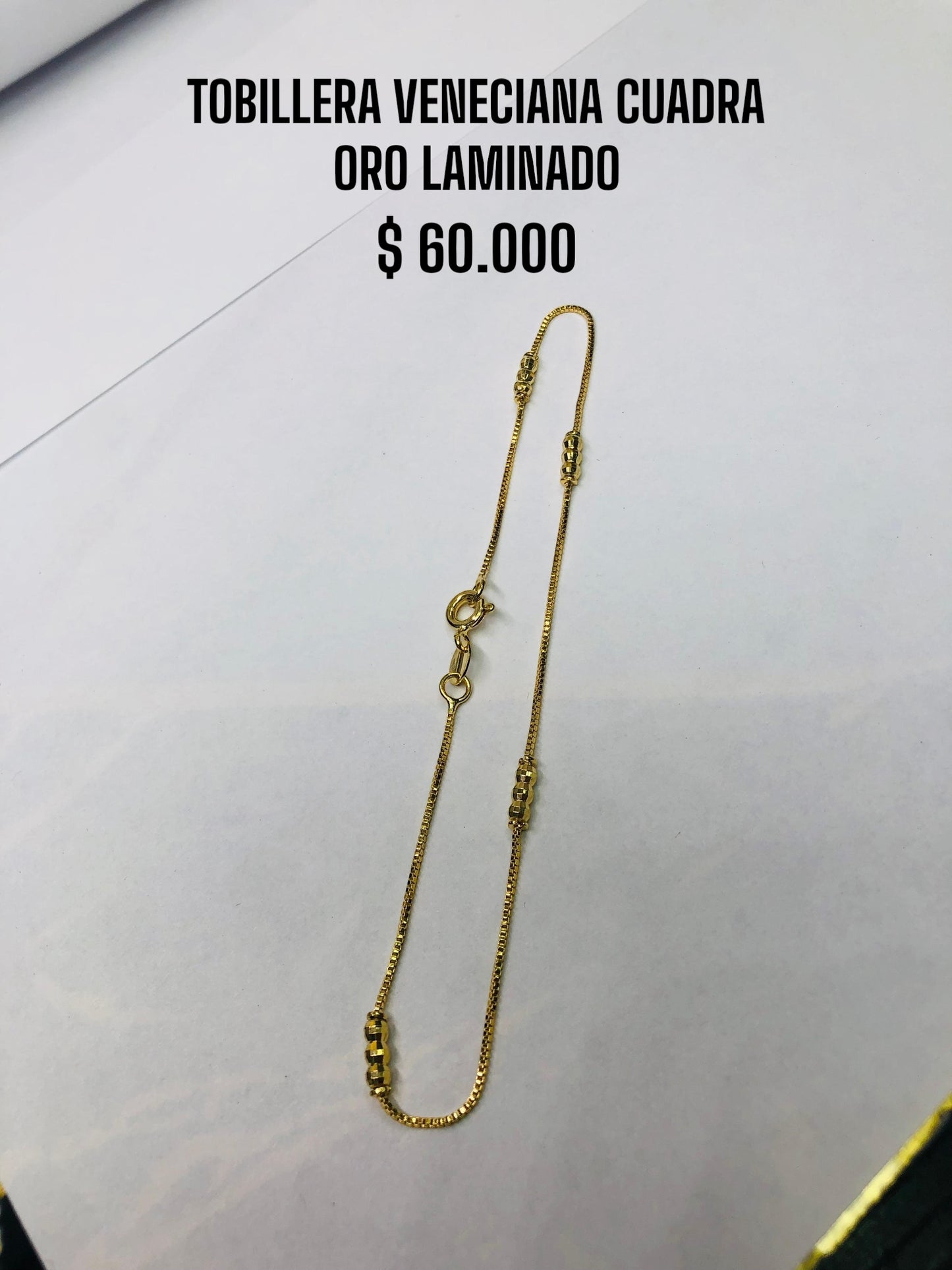 TOBILLERA VENECIANA CUADRA ORO LAMINADO