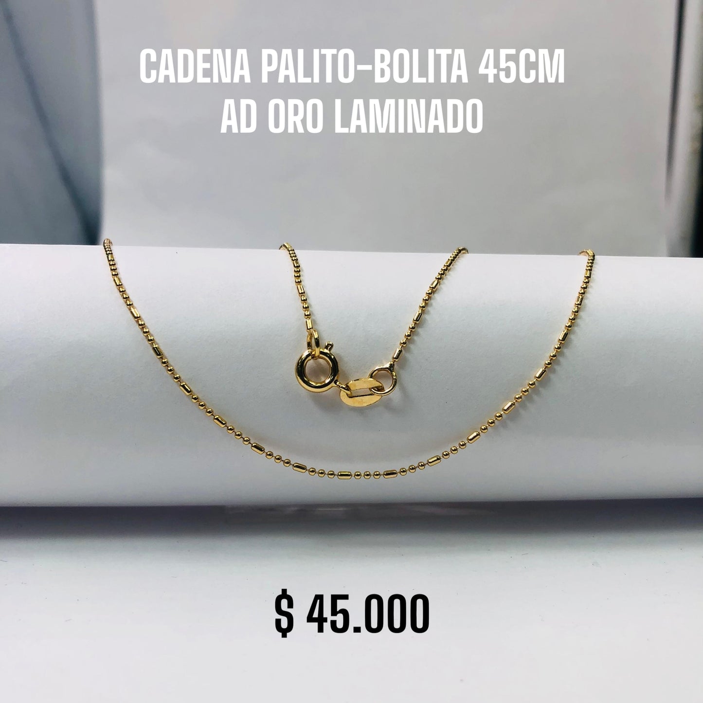 CADENA PALITO-BOLITA 45CM AD ORO LAMINADO