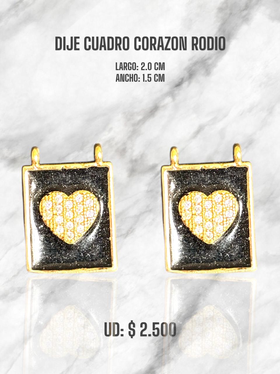 DIJE CUADRO CORAZÓN RODIO