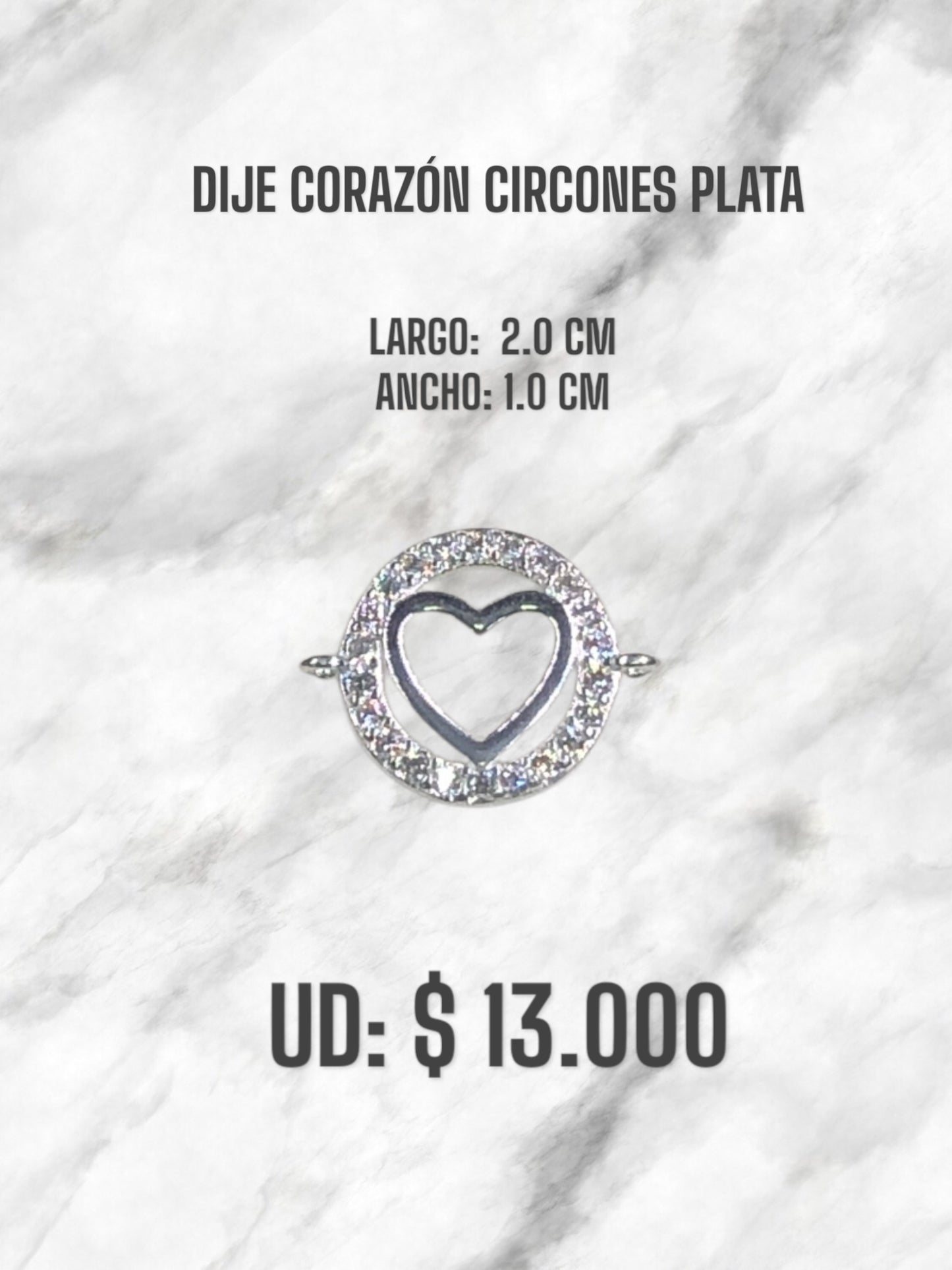 DIJE CORAZÓN CIRCONES PLATA