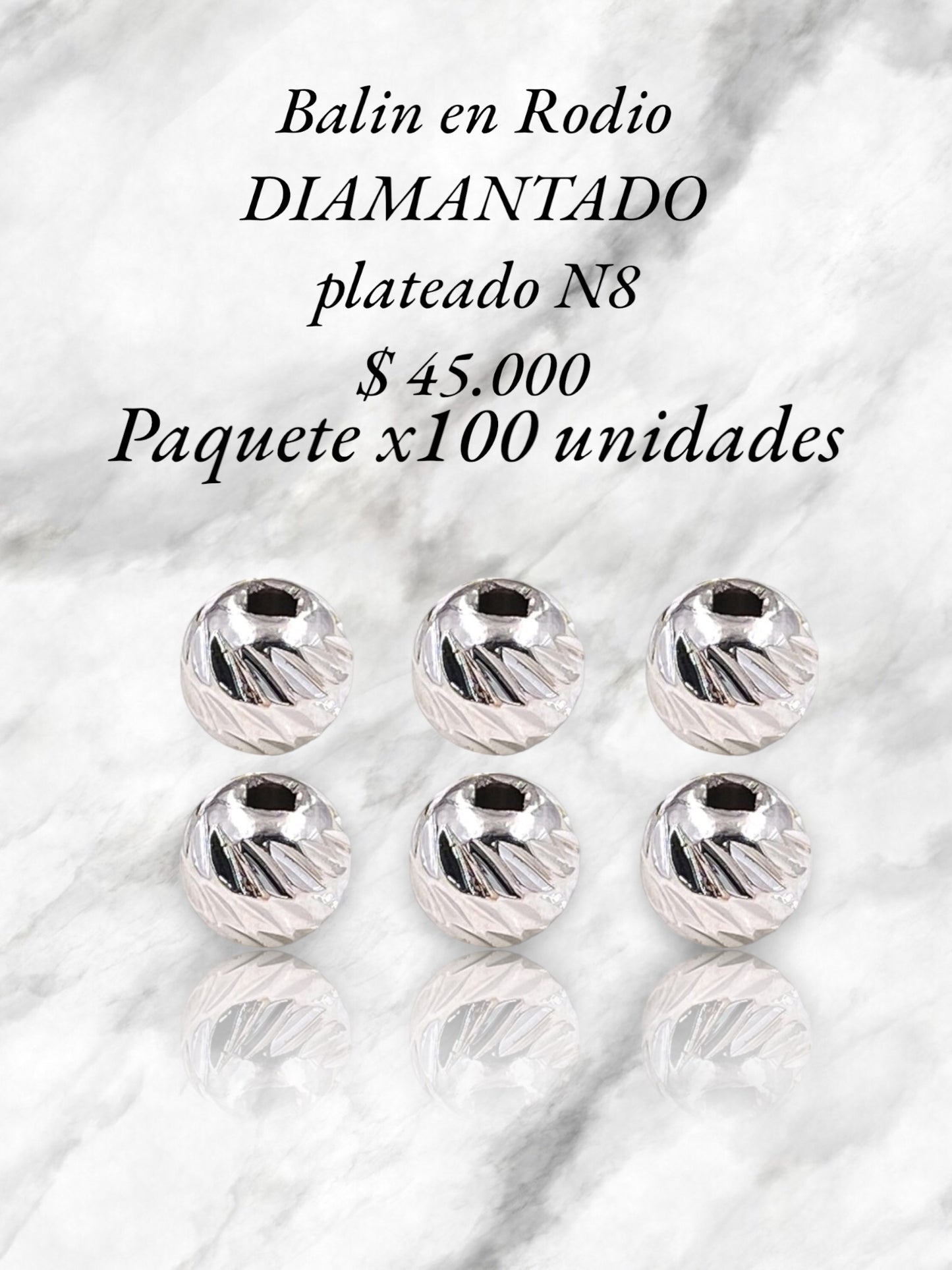 BALIN RODIO DIAMANTADO PLATEADO #8