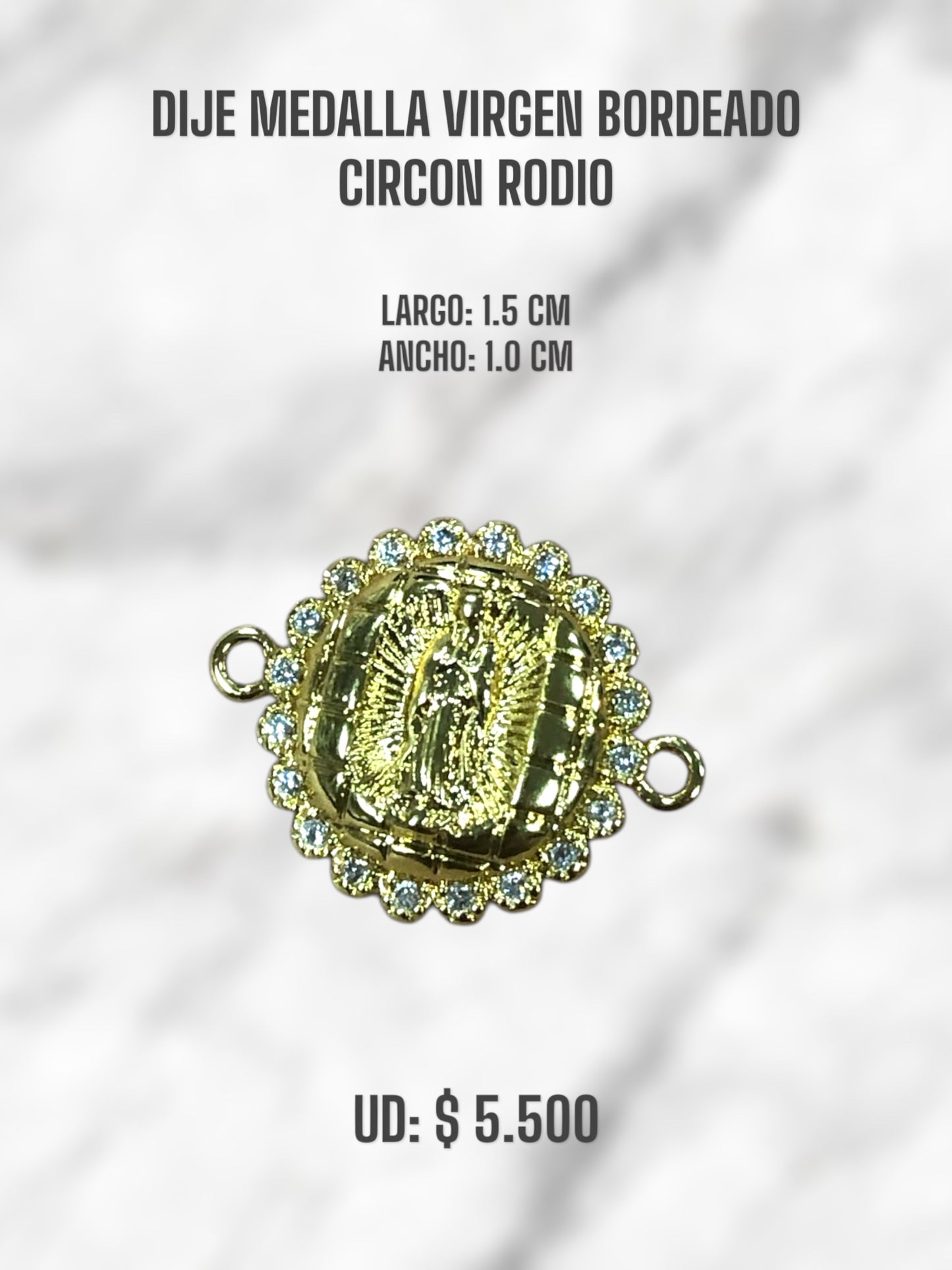 DIJE MEDALLA VIRGEN BORDEADO CIRCON