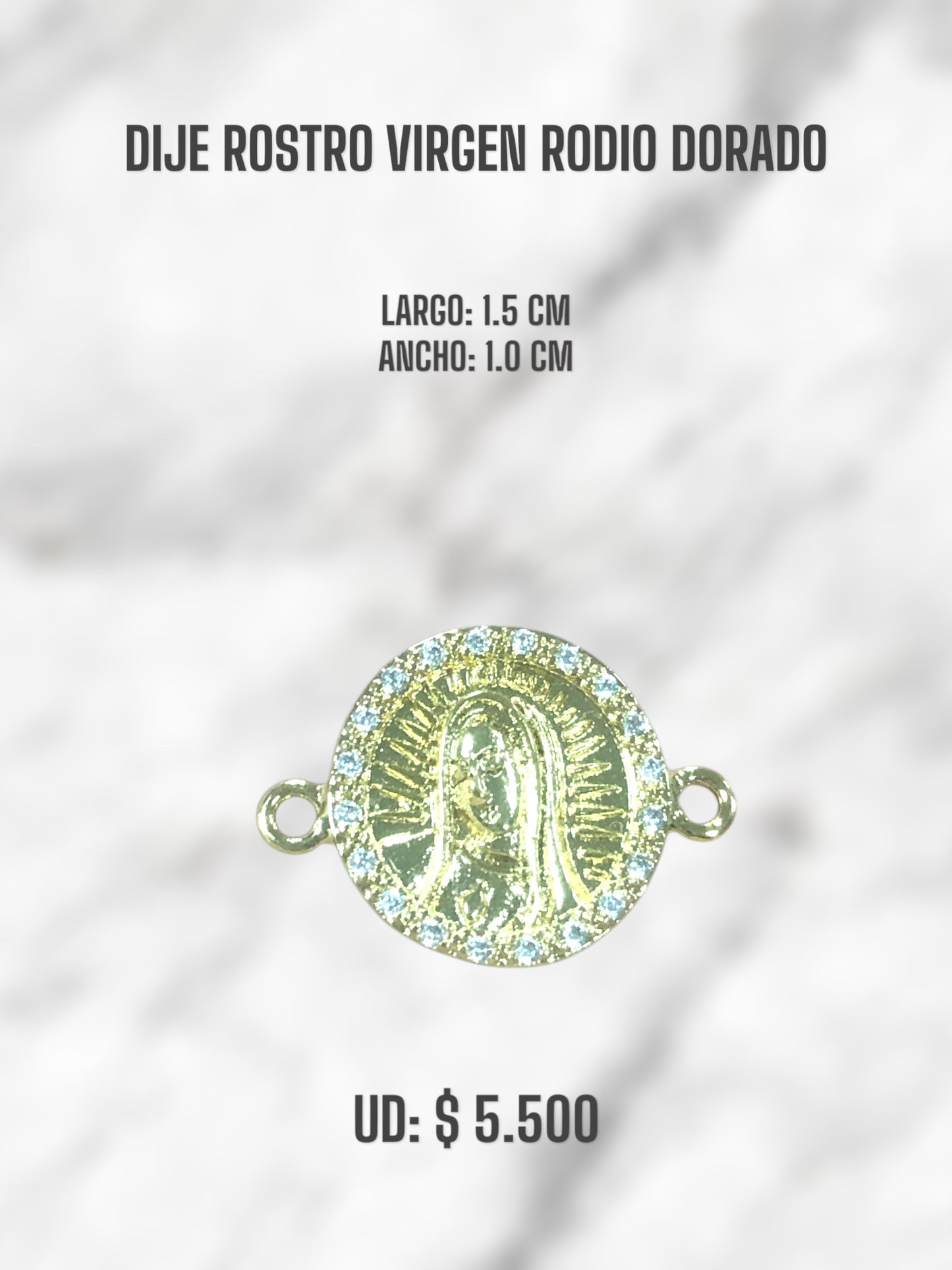 DIJE ROSTRO VIRGEN RODIO DORADO
