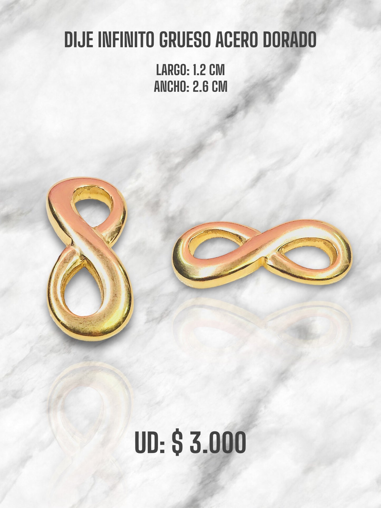 DIJE INFINITO GRUESO EN ACERO DORADO