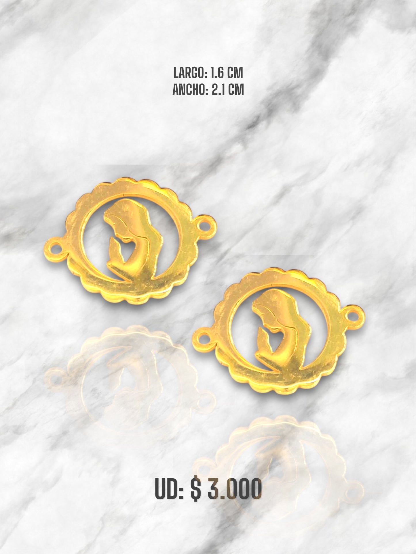 DIJE VIRGEN ORANDO PULSERA EN ACERO DORADO