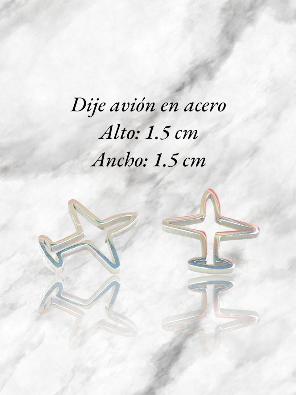 DIJE MINI AVIÓN EN ACERO PLATEADO