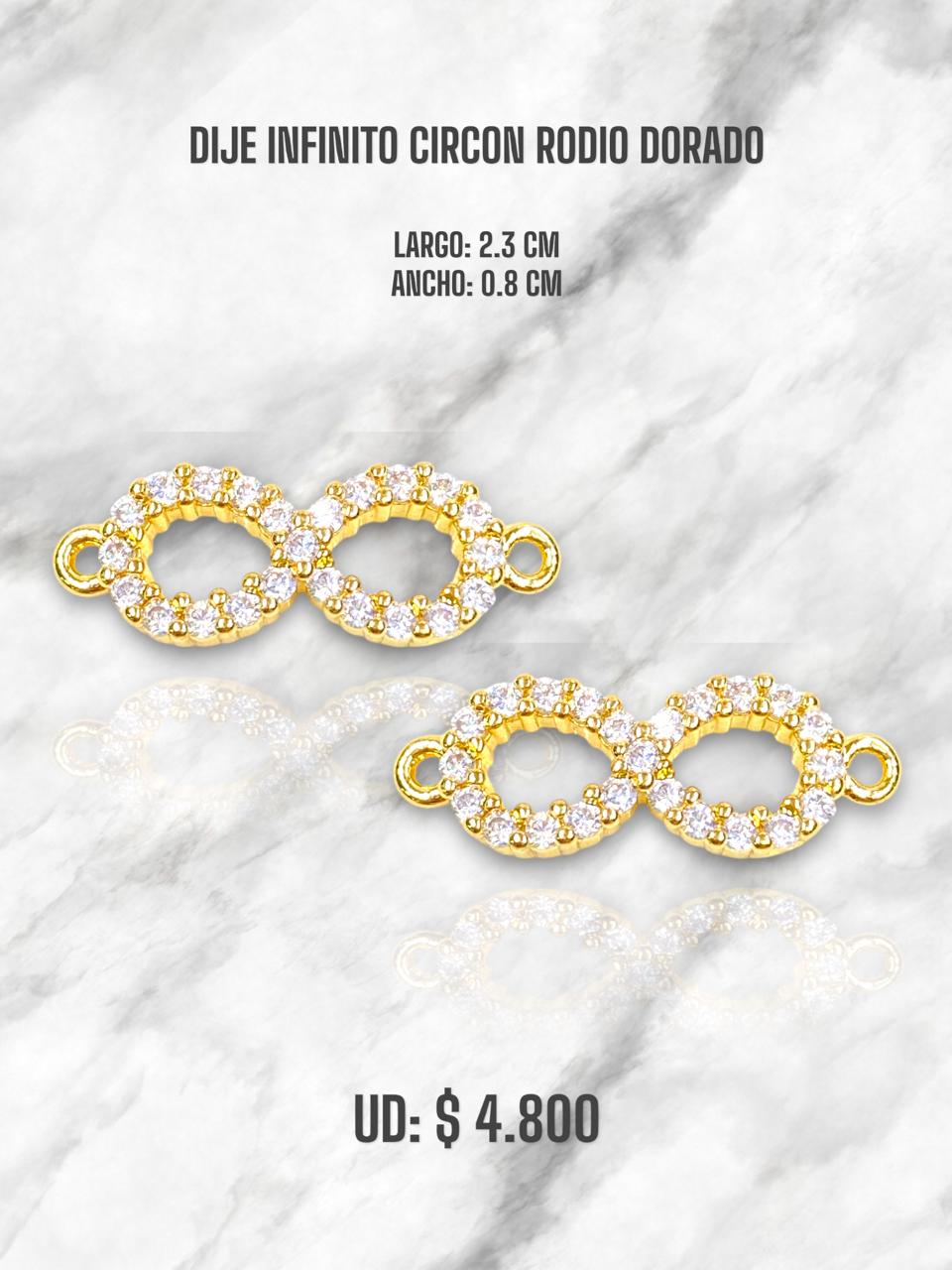 DIJE INFINITO CIRCON RODIO DORADO