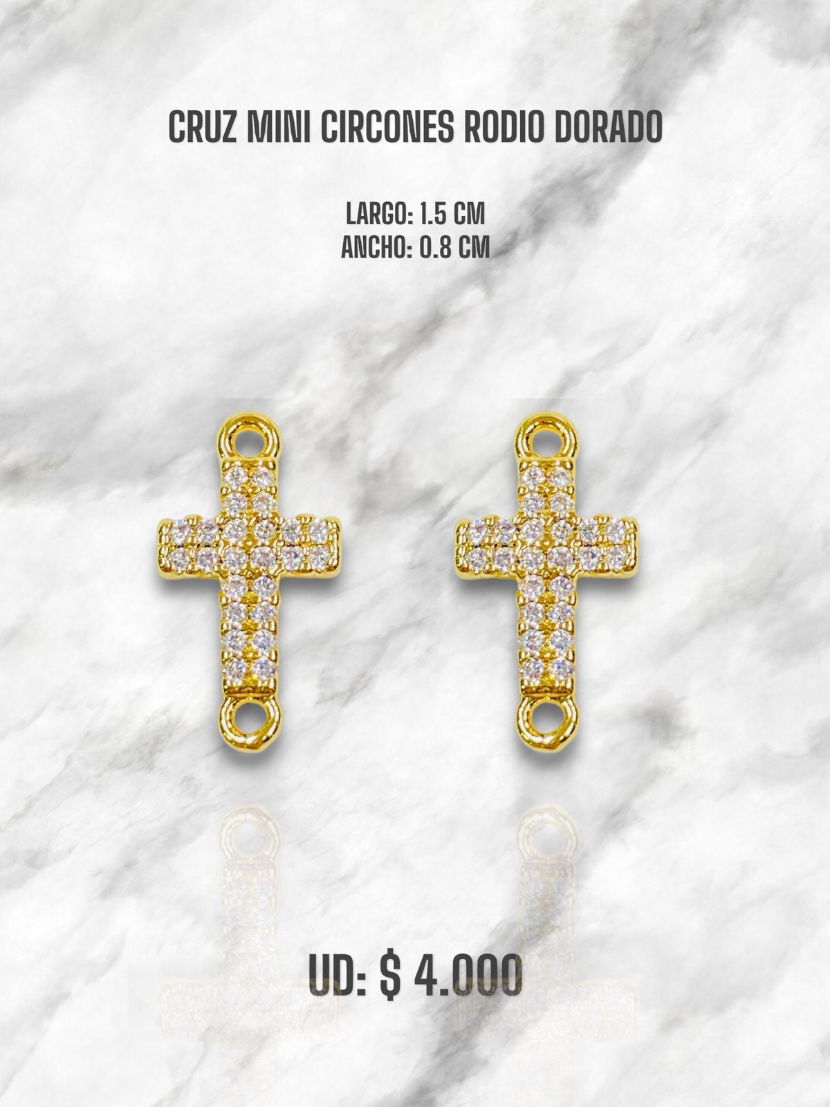 CRUZ MINI CIRCONES RODIO DORADO