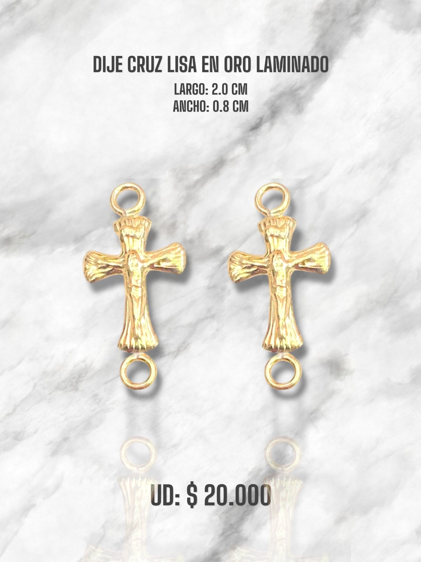 DIJE CRUZ LISA EN ORO LAMINADO