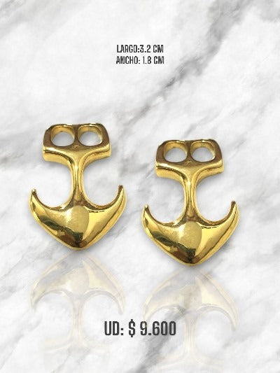 DIJE ANCLA DOBLE CÍRCULO EN ACERO DORADO