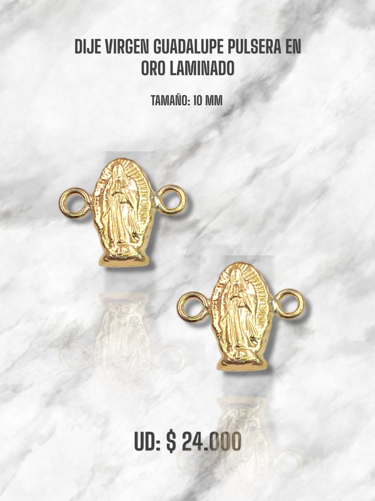 DIJE VIRGEN GUADALUPE PULSERA 10MM EN ORO LAMINADO