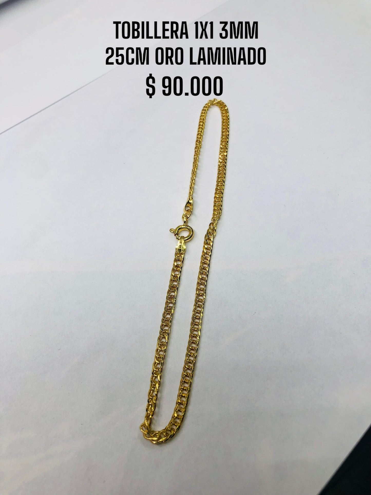 TOBILLERA 1X1 3MM 25CM ORO LAMINADO