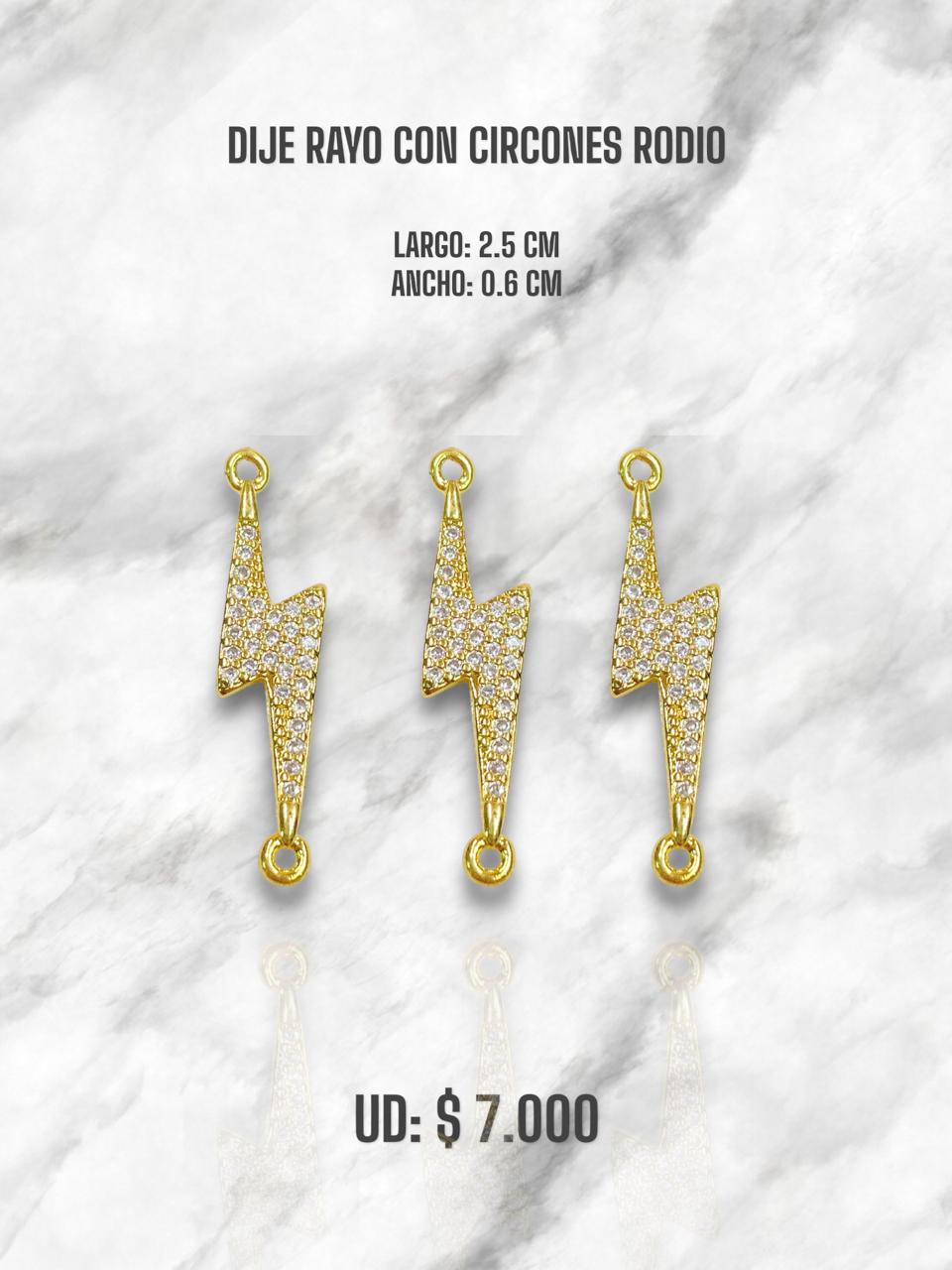 DIJE RAYO CON CIRCONES RODIO