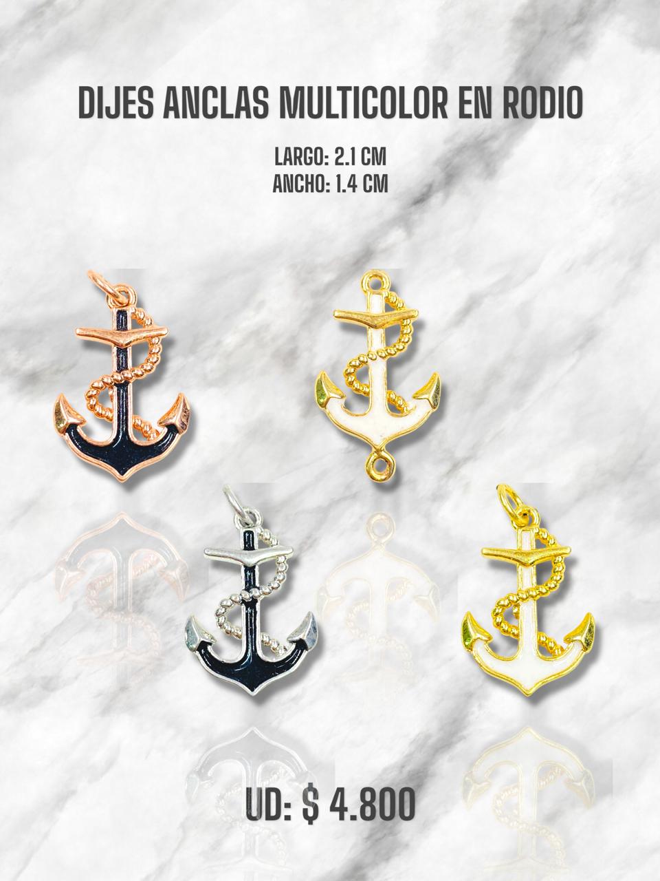 DIJES ANCLAS MULTICOLOR RODIO