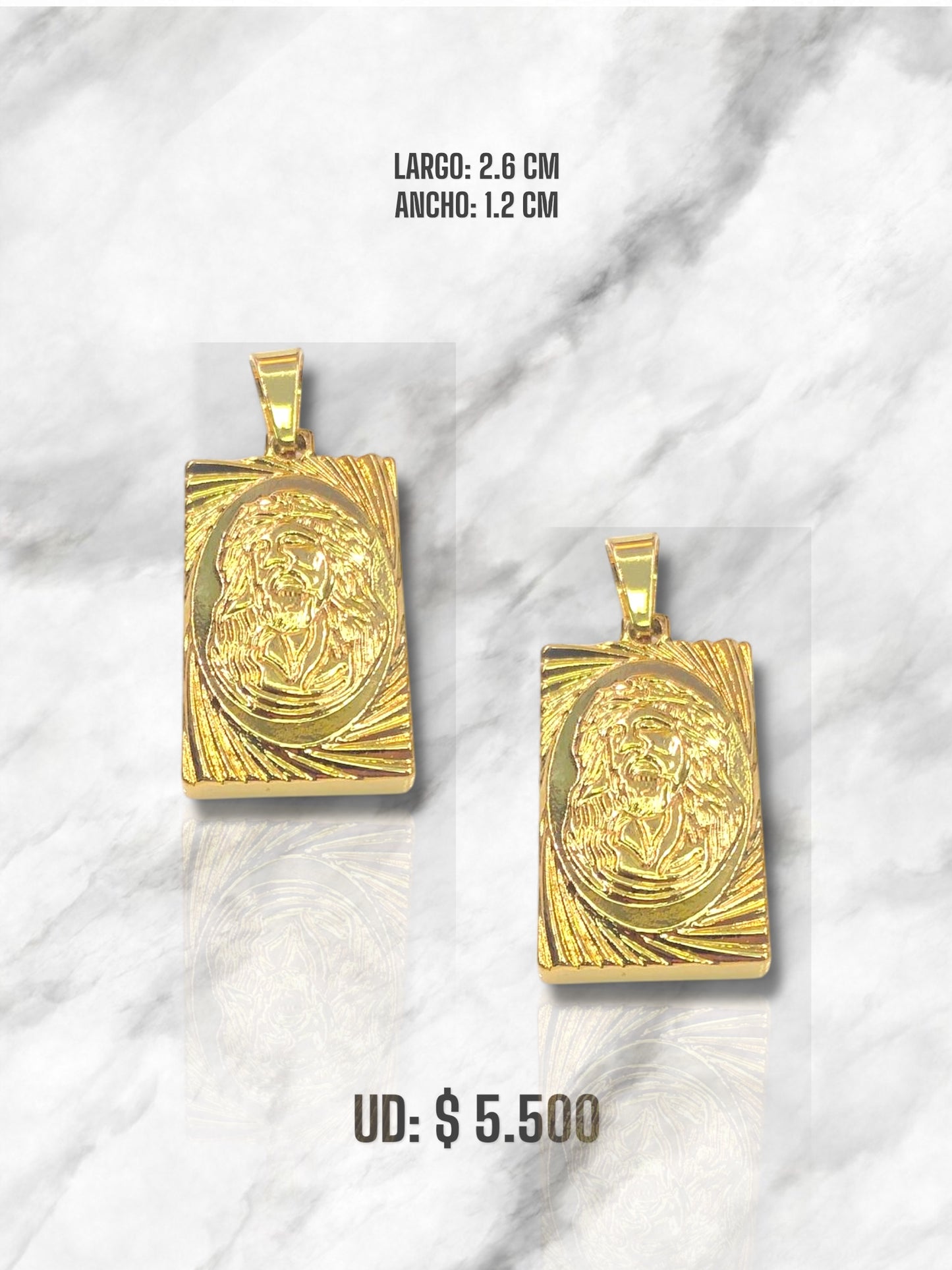 DIJE ROSTRO JESÚS EN ACERO DORADO