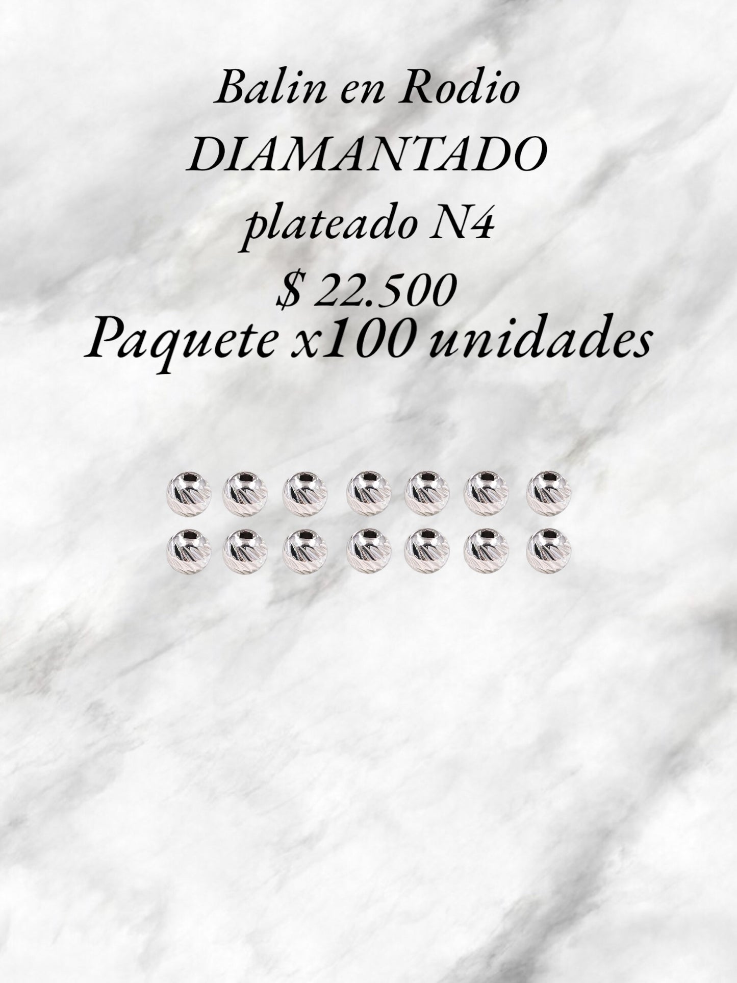 BALIN RODIO DIAMANTADO PLATEADO #4