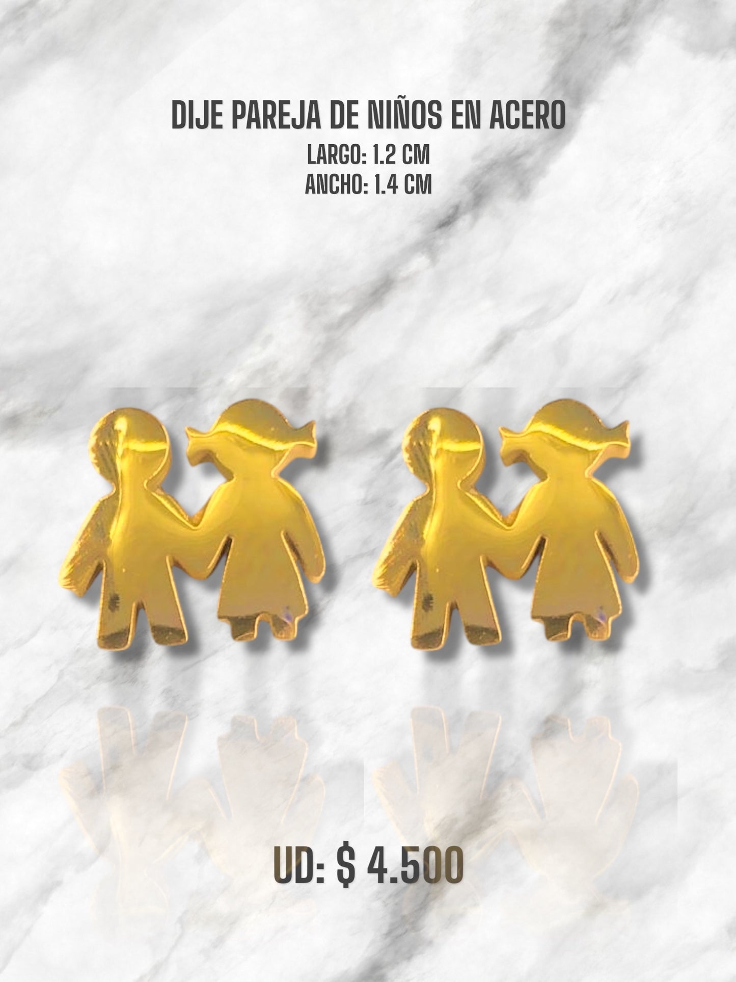 DIJE PAREJA DE NIÑOS 1 EN ACERO DORADO