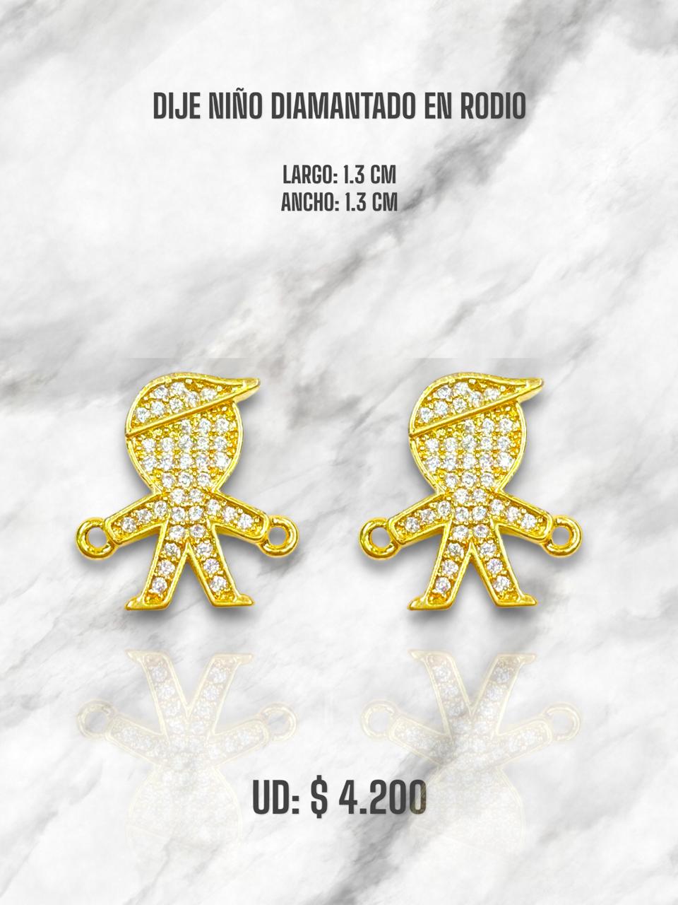 DIJE NIÑO DIAMANTADO RODIO