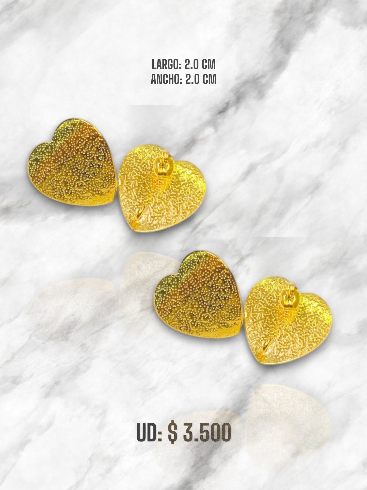 ARETE CORAZÓN RELIEVE EN ACERO DORADO